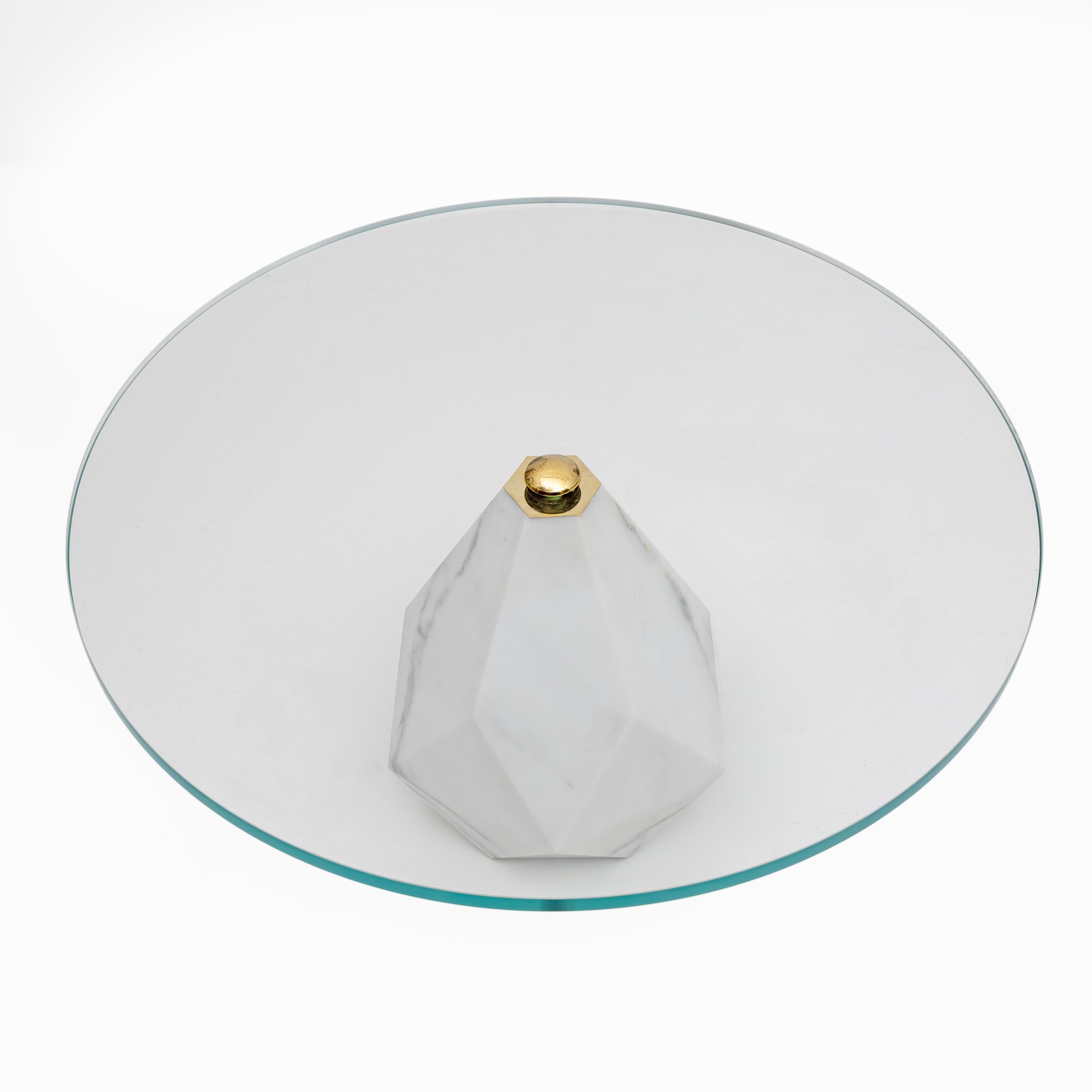 Glass Mid Century Modern Italian Carrara Marble Coffee Table, 1970s, Two Available For Sale