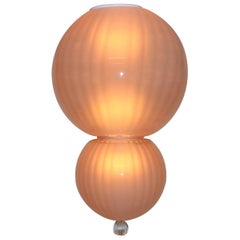 Mid-Century Modern Italian Ceiling Lamp Murano Rose Glass with Crystal Accent