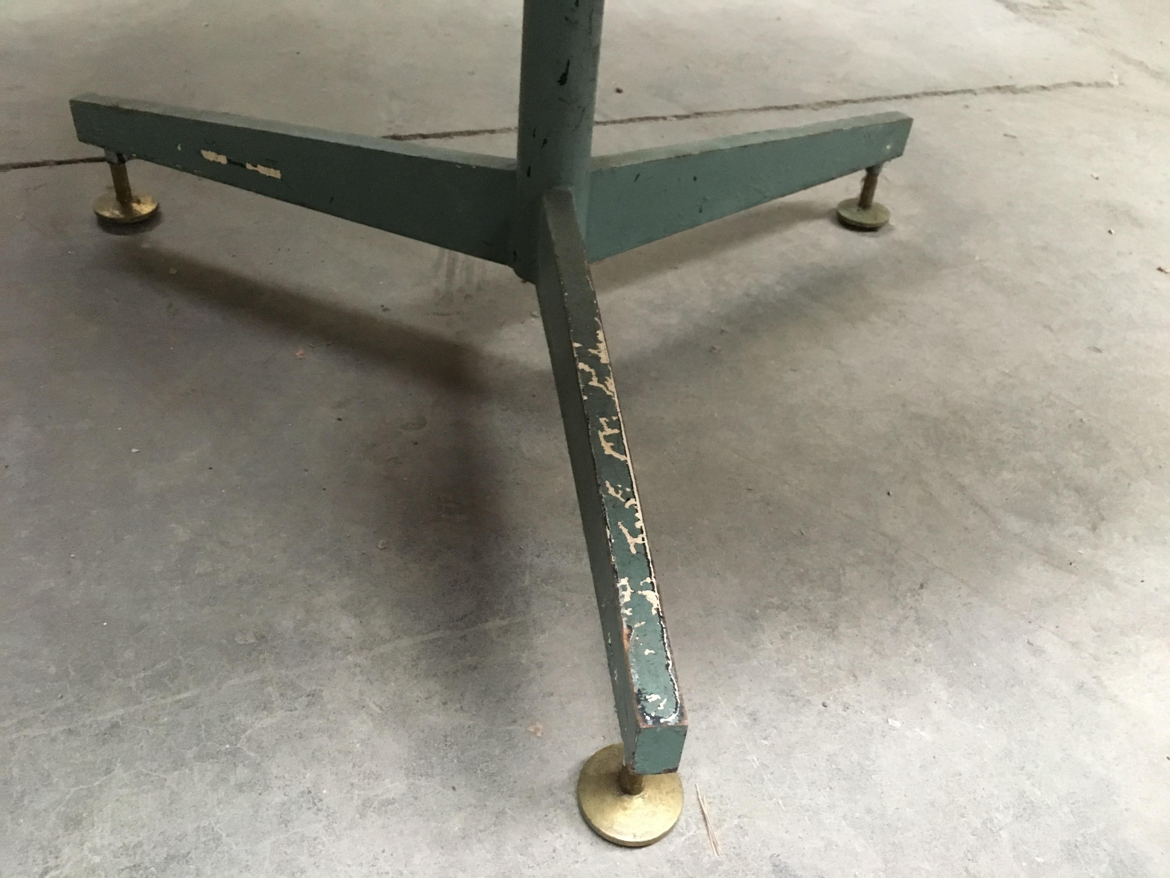 Mid-Century Modern Italian Center or Dining Marble Table with Green Iron Base 7