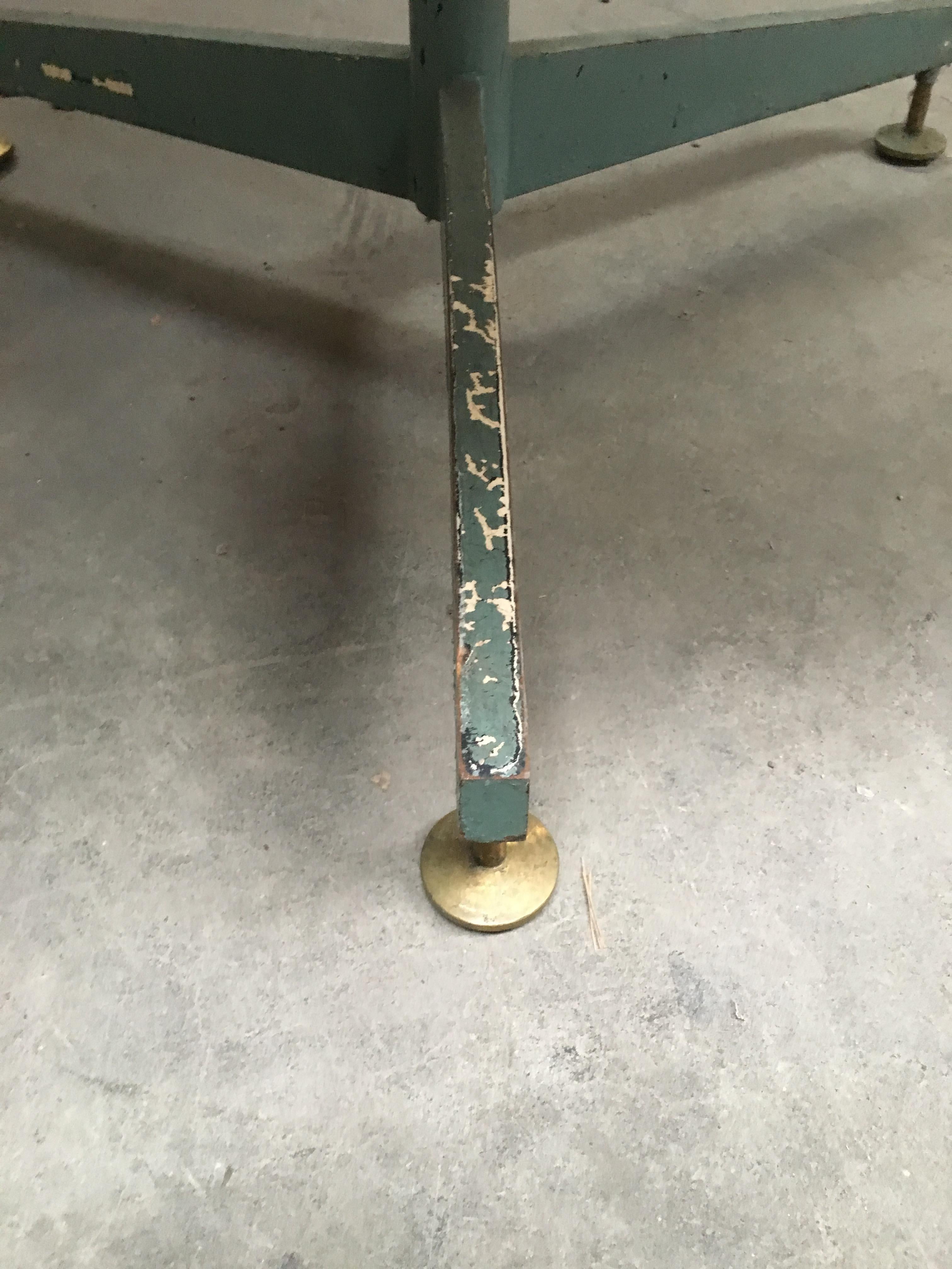 Mid-Century Modern Italian Center or Dining Marble Table with Green Iron Base 8