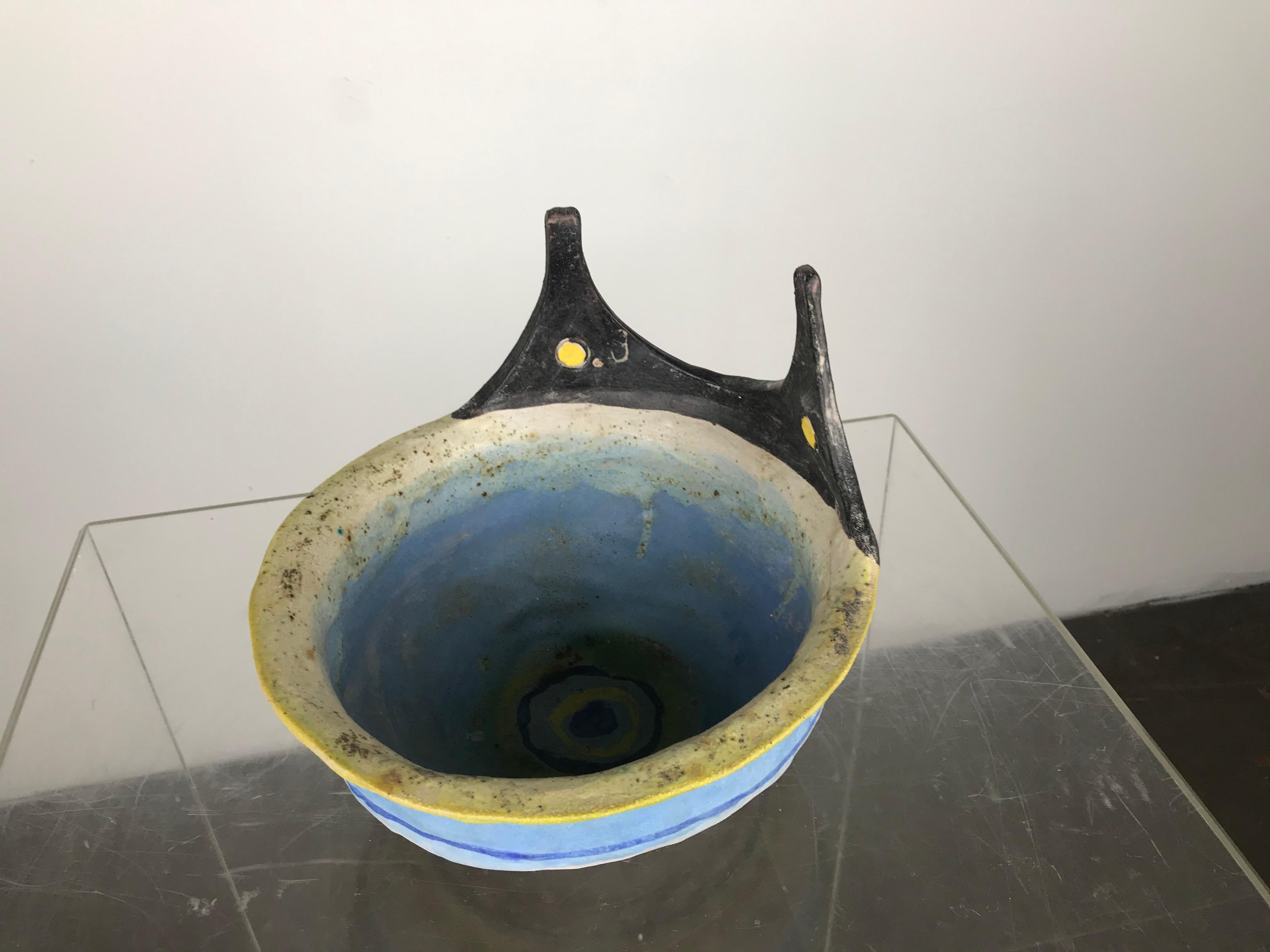 Italian Modern Whimsical Ceramic Bowl by Gli Etruschi For Sale 3