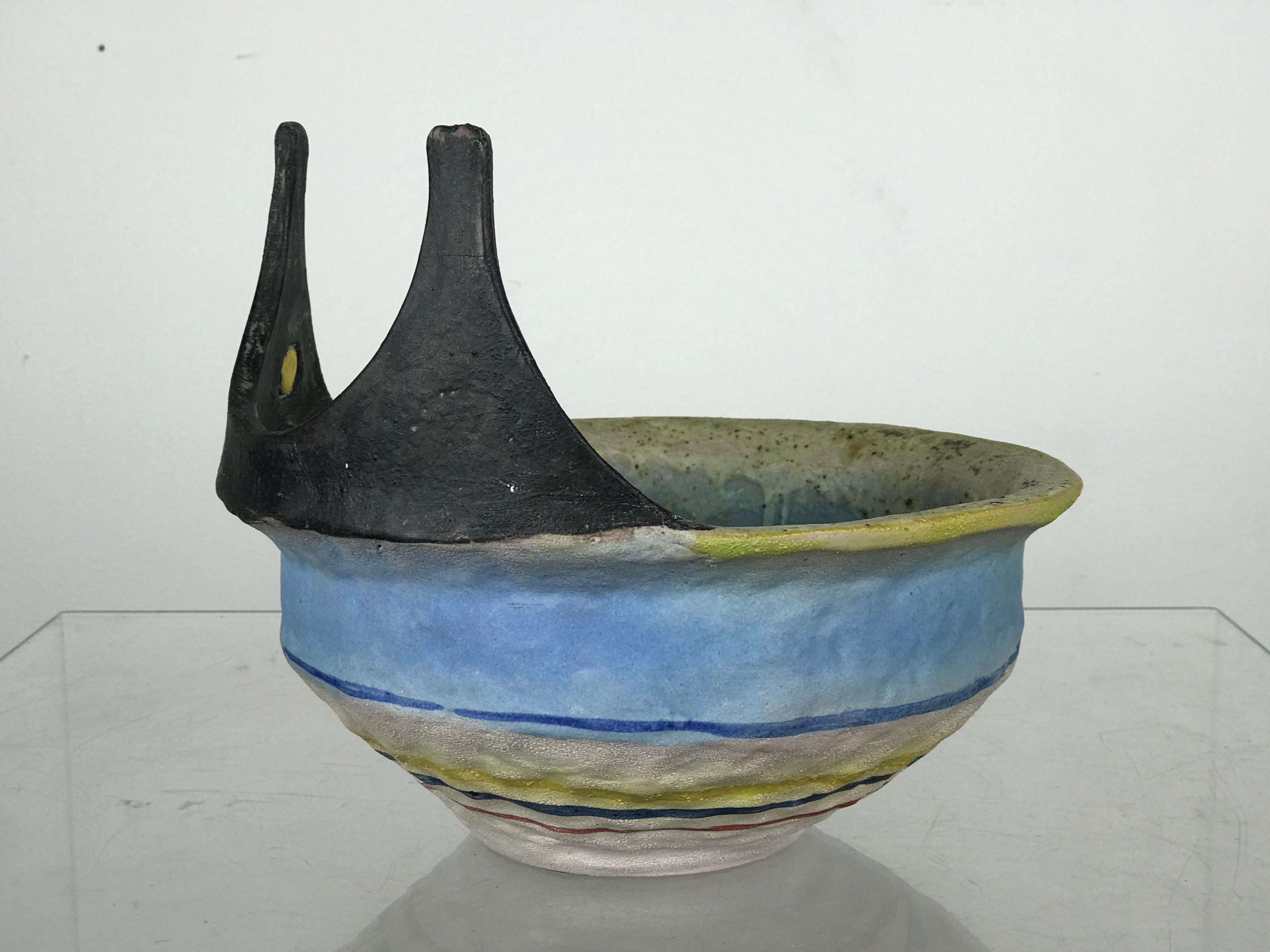 Italian Modern Whimsical Ceramic Bowl by Gli Etruschi For Sale 7