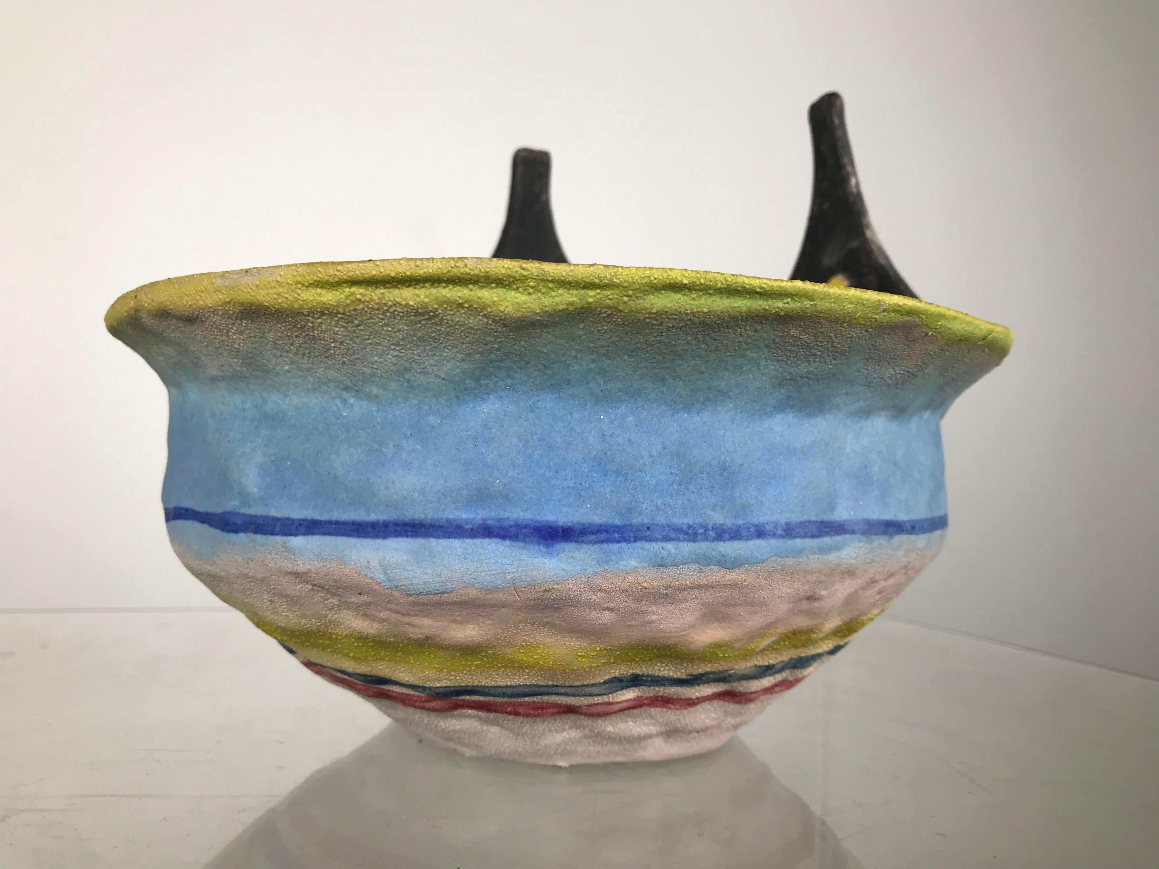Mid-Century Modern Italian Modern Whimsical Ceramic Bowl by Gli Etruschi For Sale