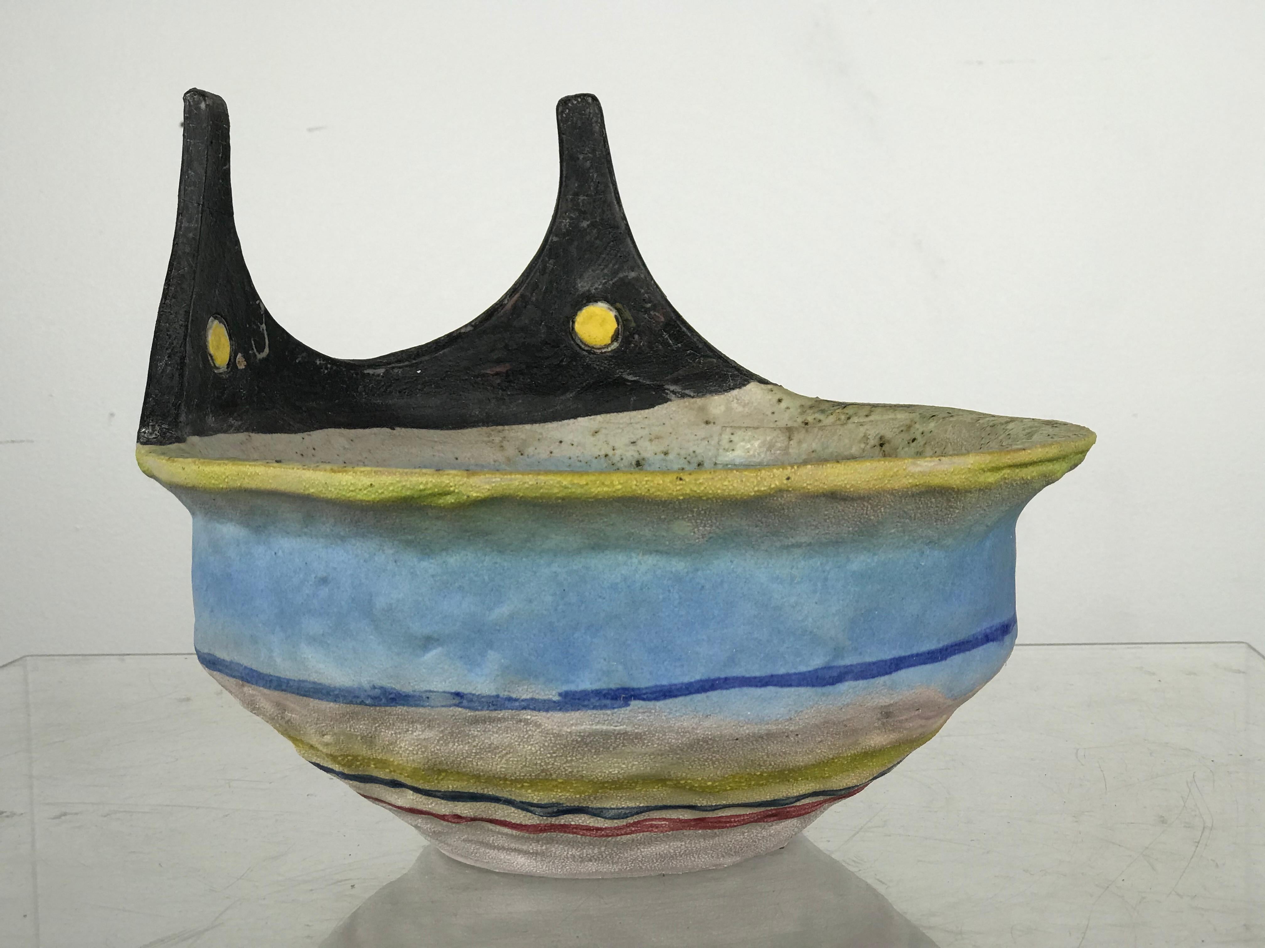 Italian Modern Whimsical Ceramic Bowl by Gli Etruschi For Sale 1
