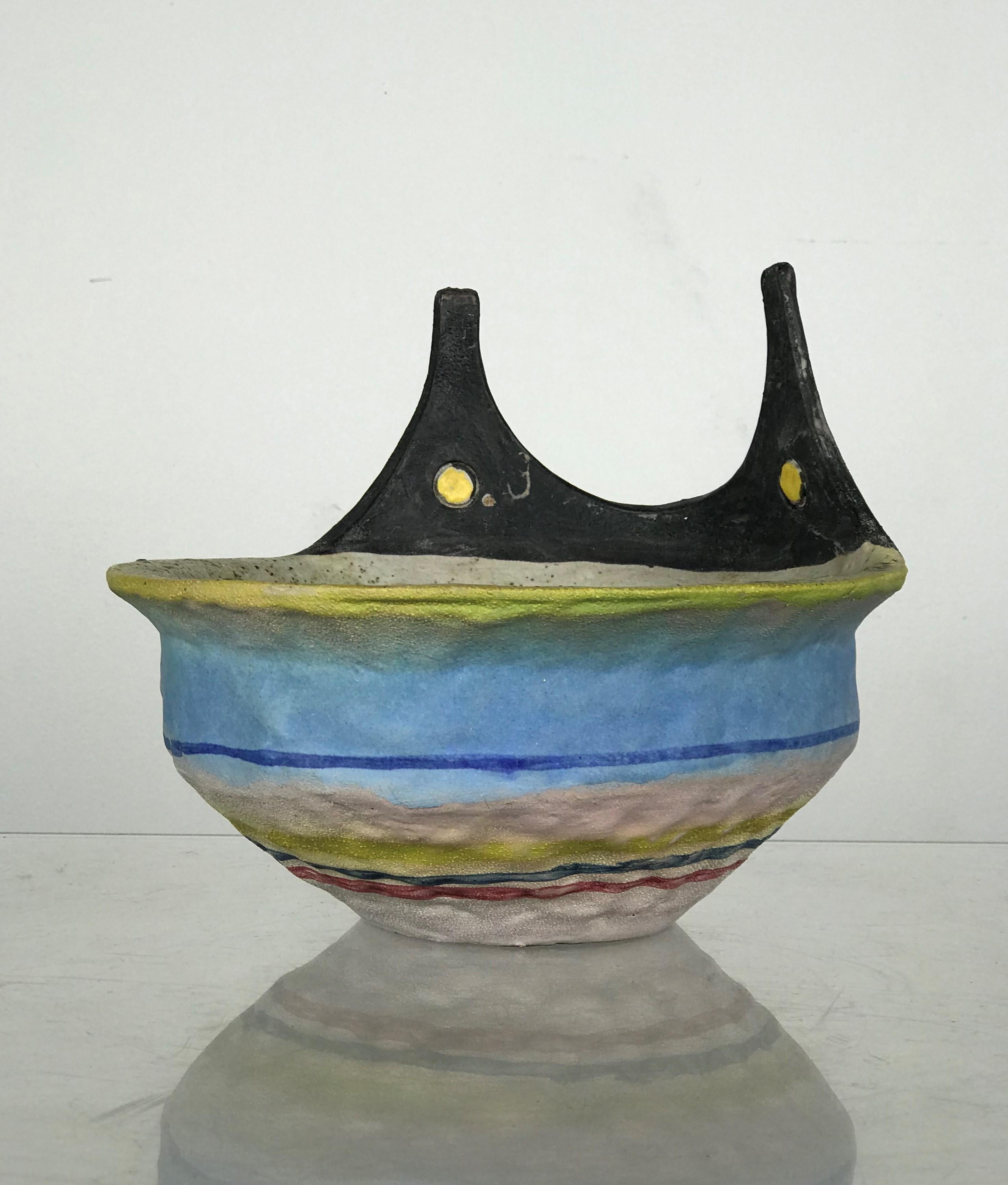 Italian Modern Whimsical Ceramic Bowl by Gli Etruschi For Sale 2