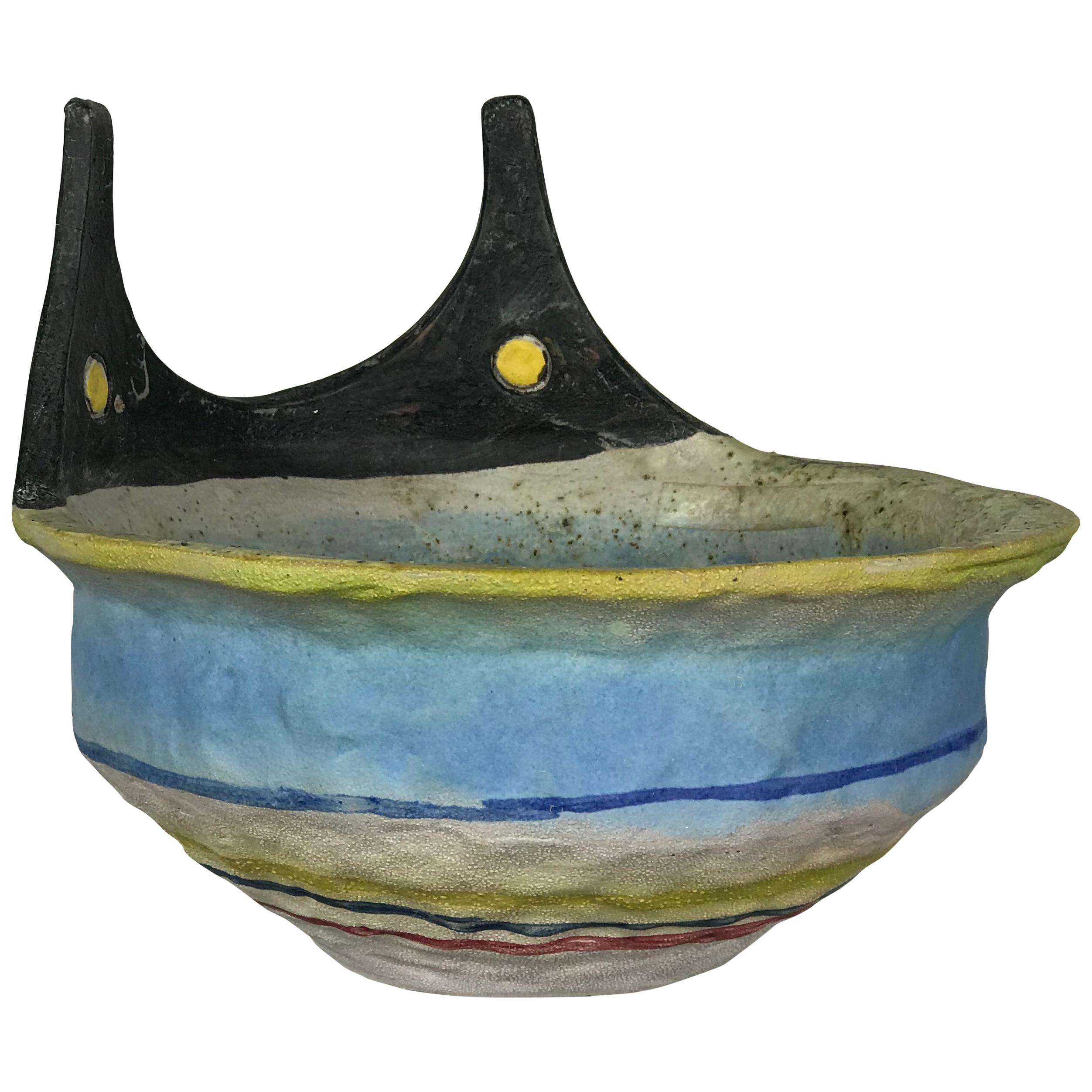 Italian Modern Whimsical Ceramic Bowl by Gli Etruschi For Sale