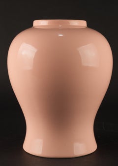 Mid-Century Modern Italian Ceramic Coral Pink Vase Vintage