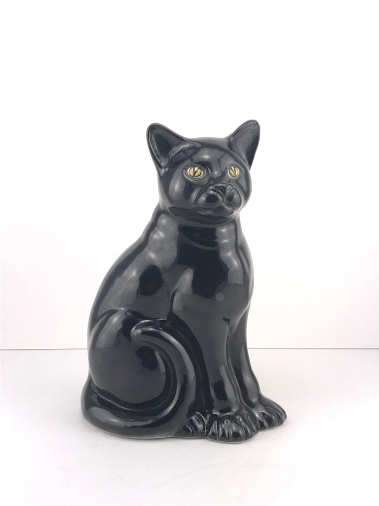 Beautiful midcentury ceramic black cat from Italy, 1960s.
Good condition.
 
