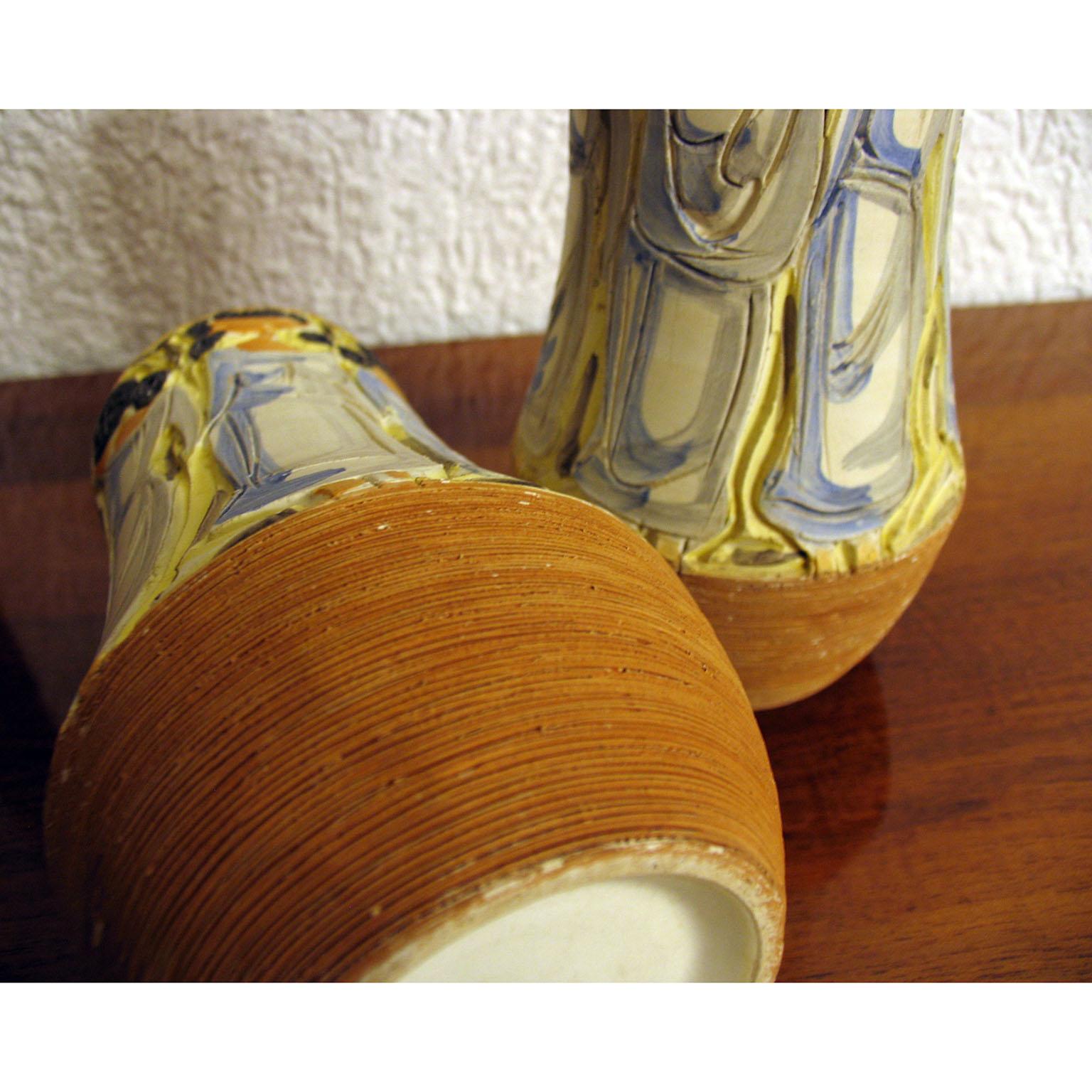 Mid-Century Modern Italian Ceramic Pair of Vases by Fratelli Fanciullacci For Sale 4