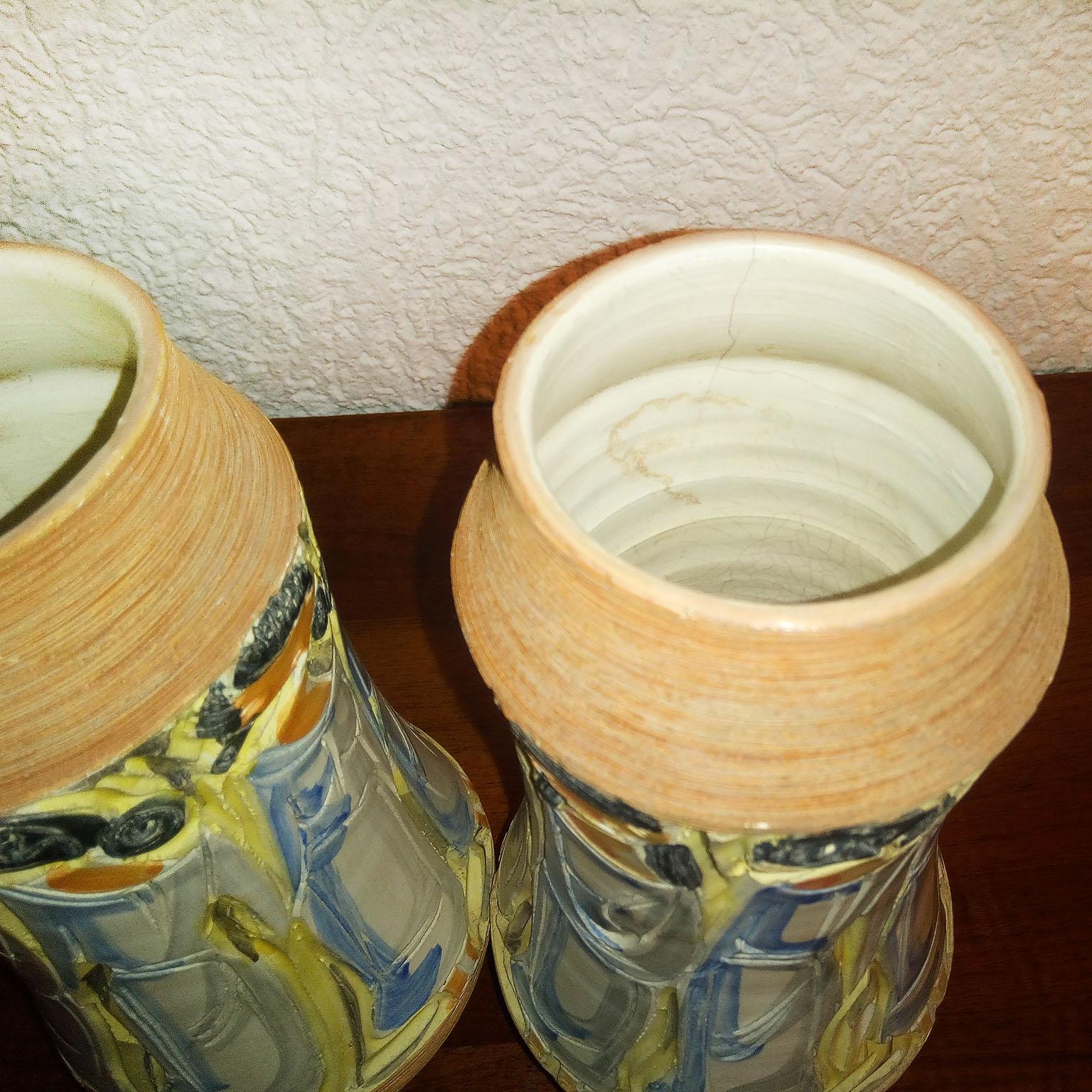 Mid-Century Modern Italian Ceramic Pair of Vases by Fratelli Fanciullacci For Sale 5