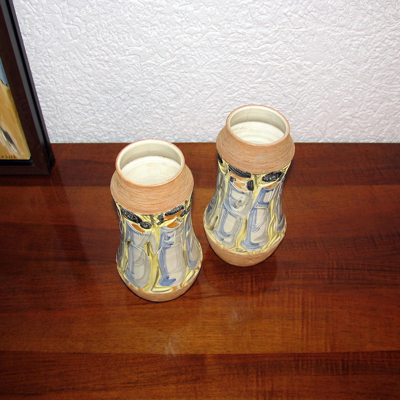 Mid-Century Modern Italian Ceramic Pair of Vases by Fratelli Fanciullacci In Good Condition For Sale In Bochum, NRW