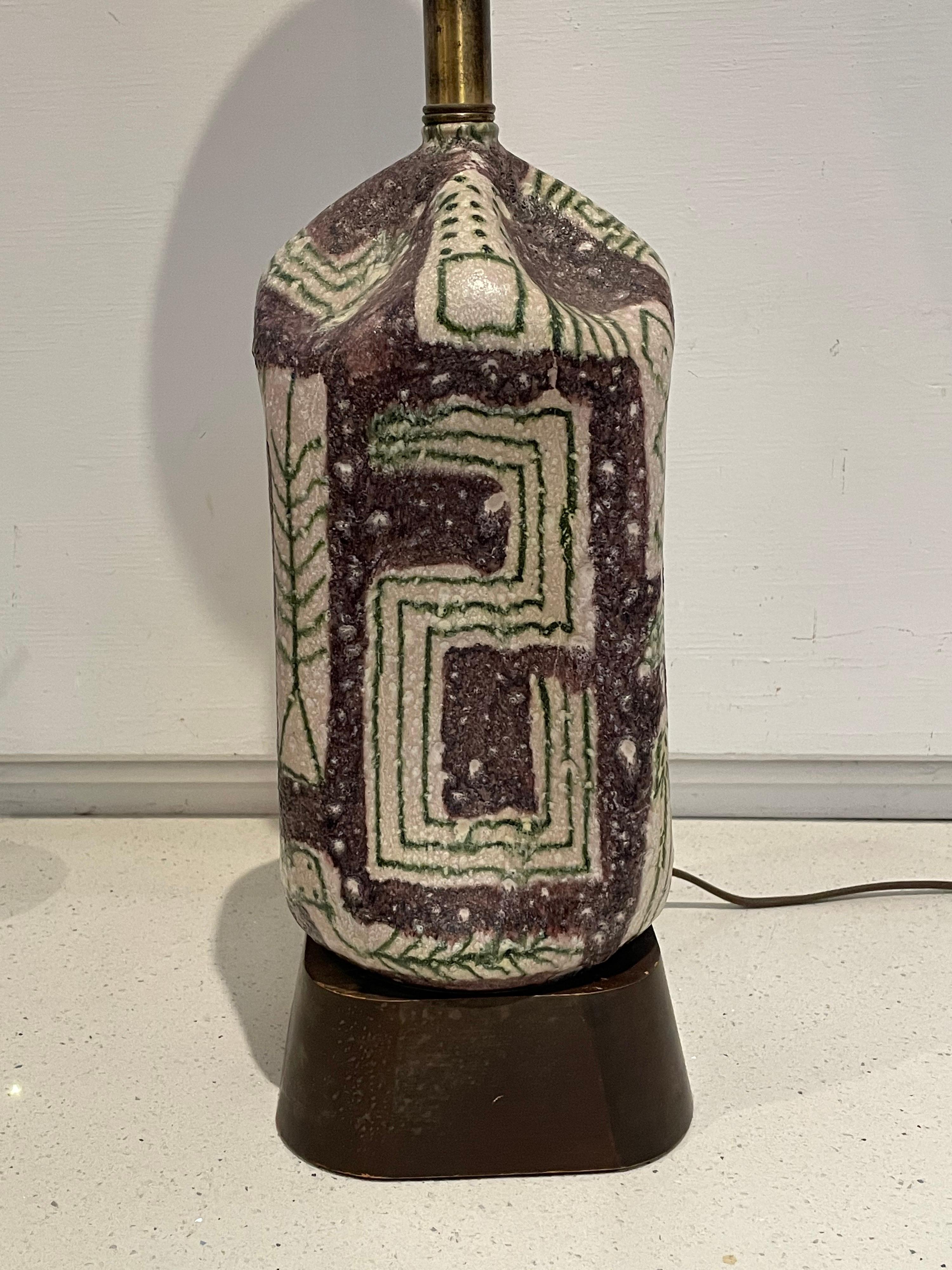 Mid-Century Modern Italian Ceramic Rare Lamp Signed with Donkey Mark by Gambone 1