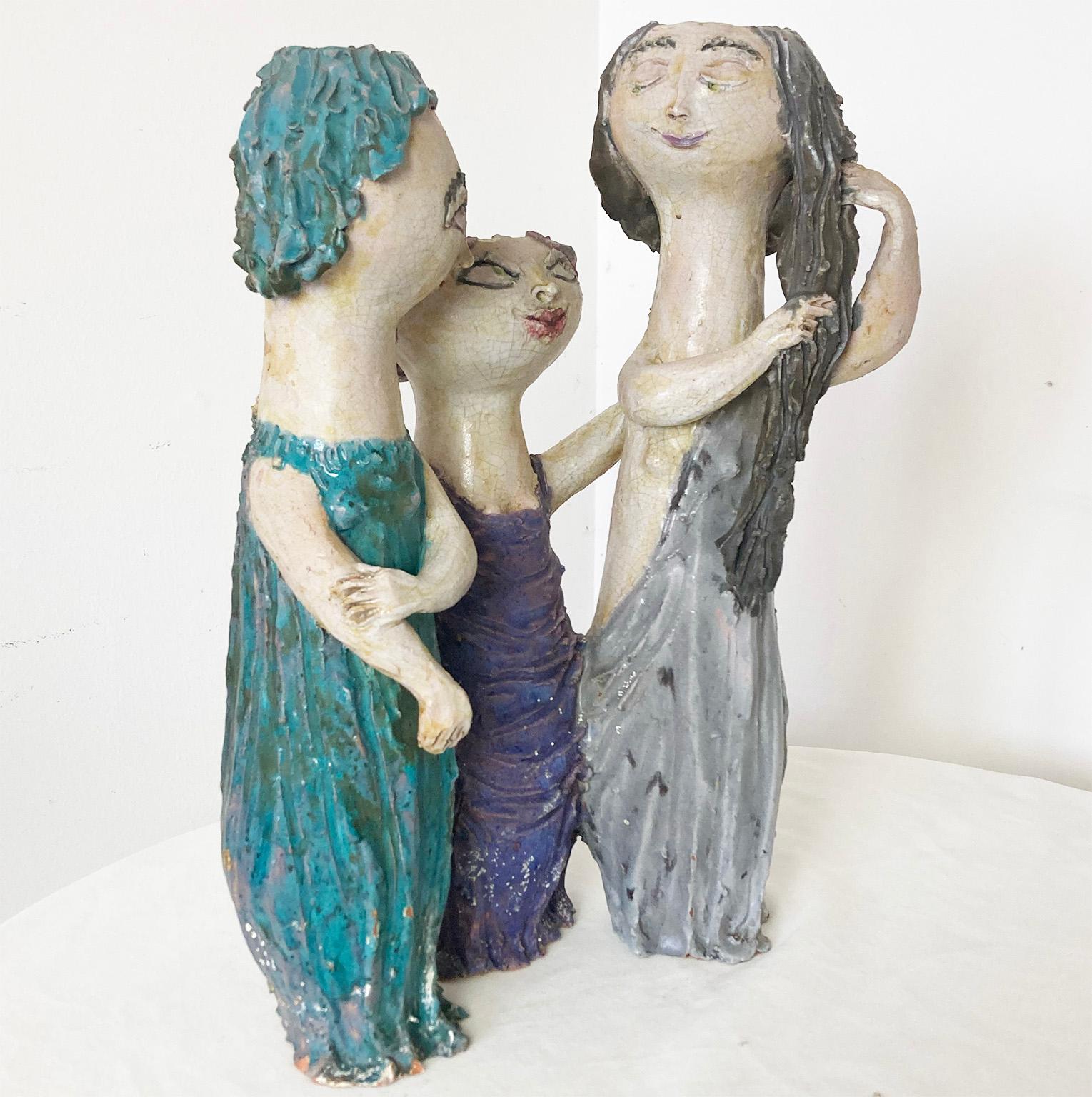 Mid-Century Modern Italian Ceramic “Tre Donne” by Renato Bassoli, Mlano 1960s For Sale 2