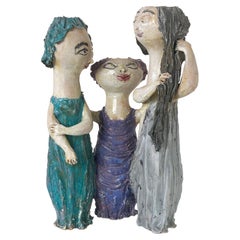 Ceramica italiana moderna di metà secolo "Tre Donne" di Renato Bassoli, Mlano 1960s