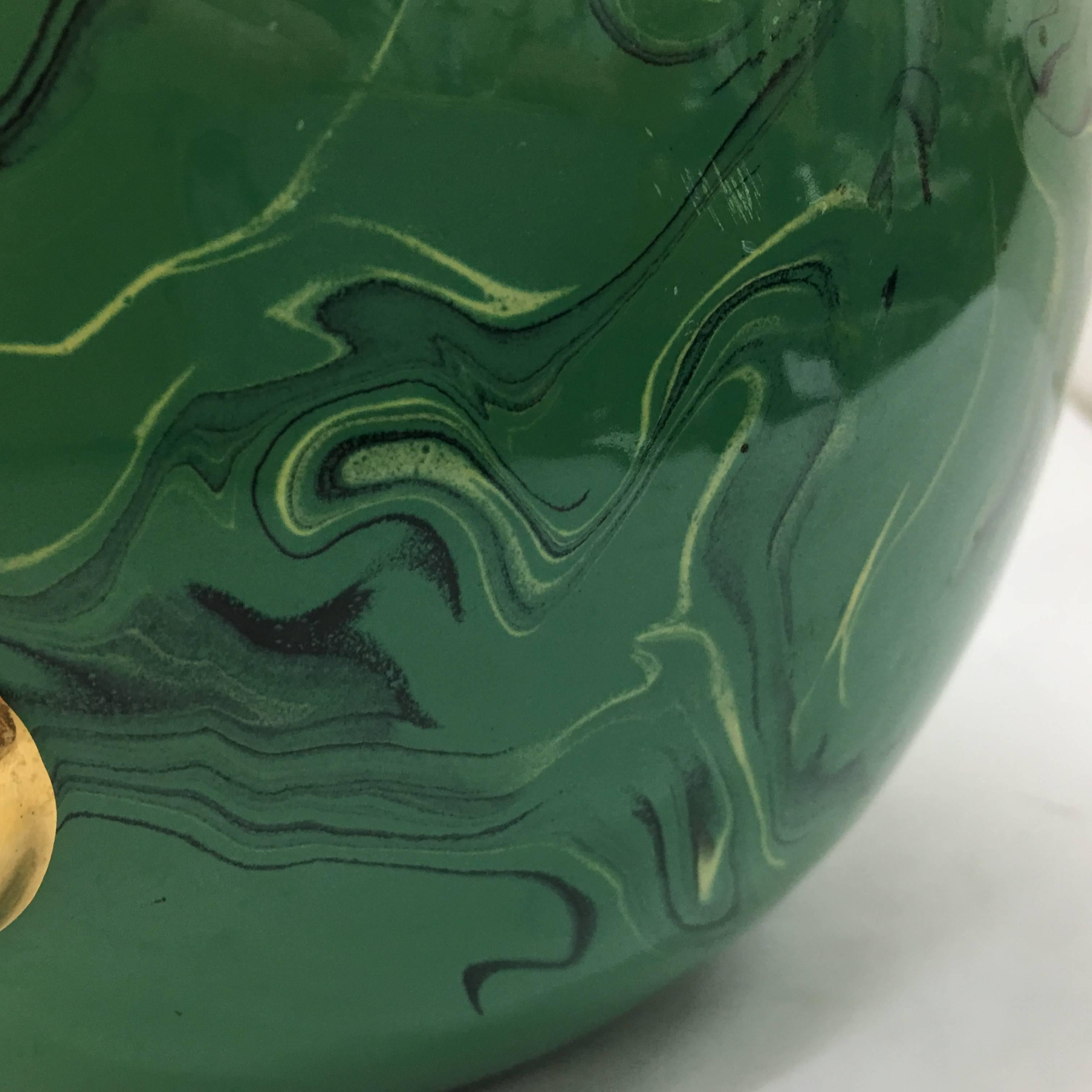 Batignani Mid-Century Modern Italian Green Ceramic Round Vase circa 1950 2