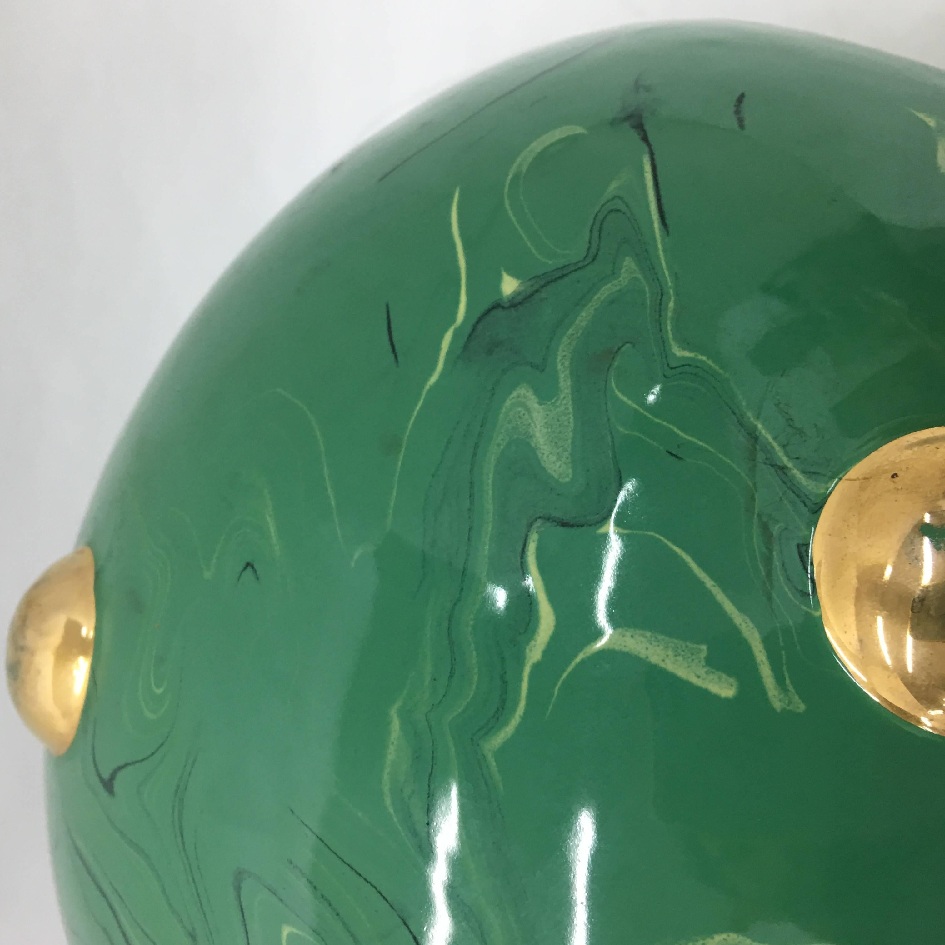 Batignani Mid-Century Modern Italian Green Ceramic Round Vase circa 1950 3