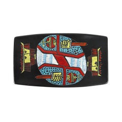 Mid-Century Modern Italian Ceramic Wall Plate of a Royal Duo in Relief