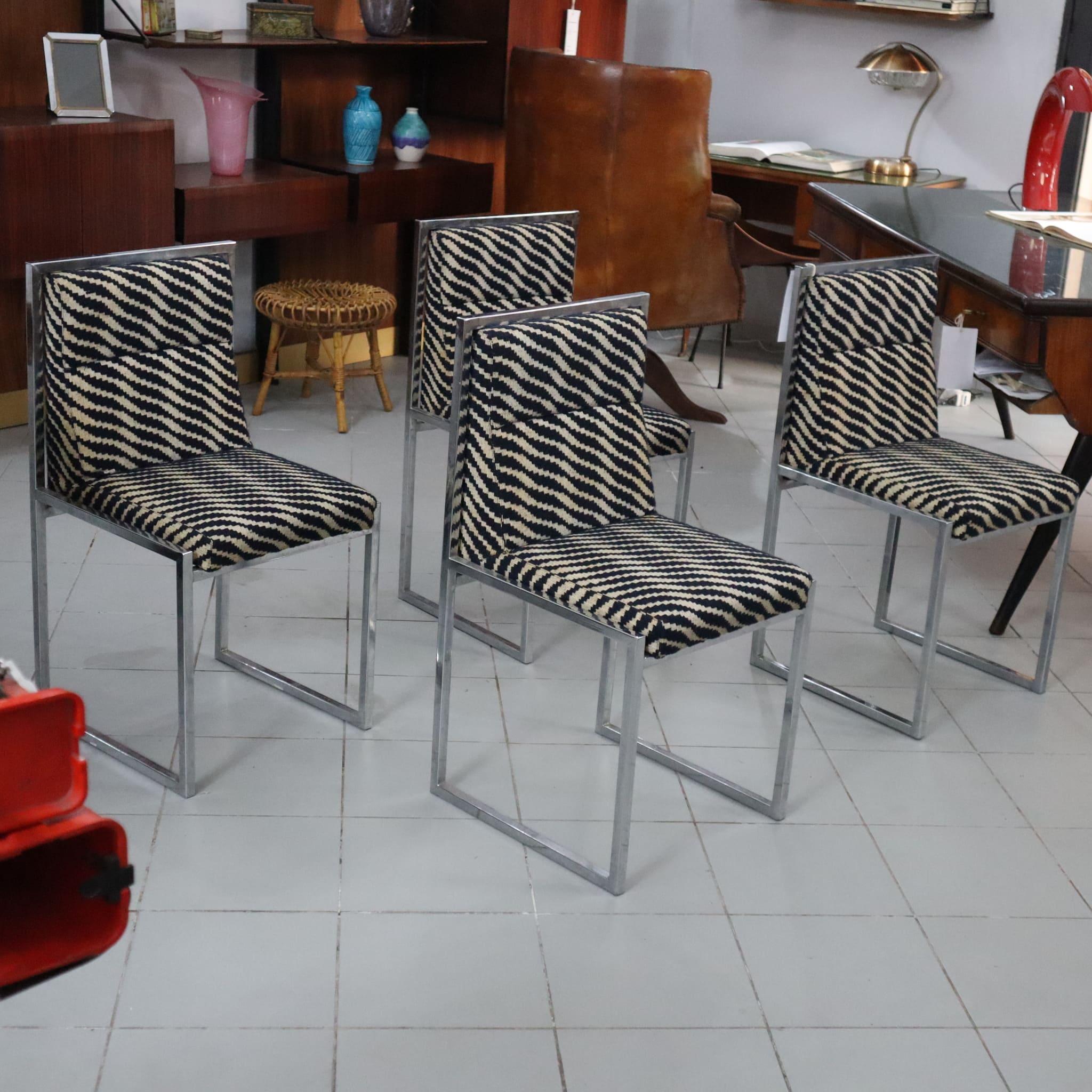 Late 20th Century Mid-century modern italian Chairs by Nanda Vigo for Driade 1972, set of four For Sale