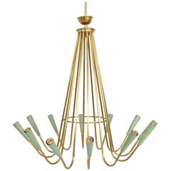 Mid-Century Modern Italian Chandelier 12 Arms Sculptural Shape Stilnovo Era