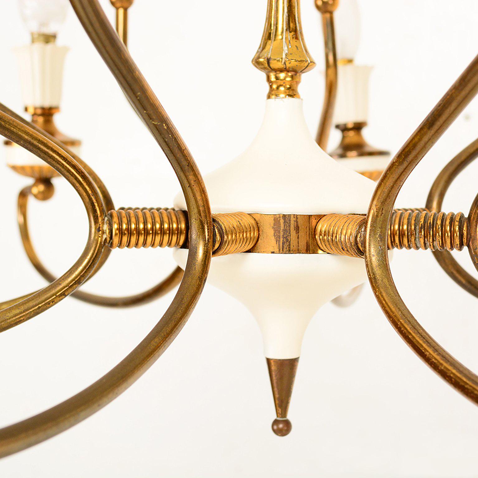 Painted Mid-Century Modern Italian Chandelier 16 Arms Two Tiers