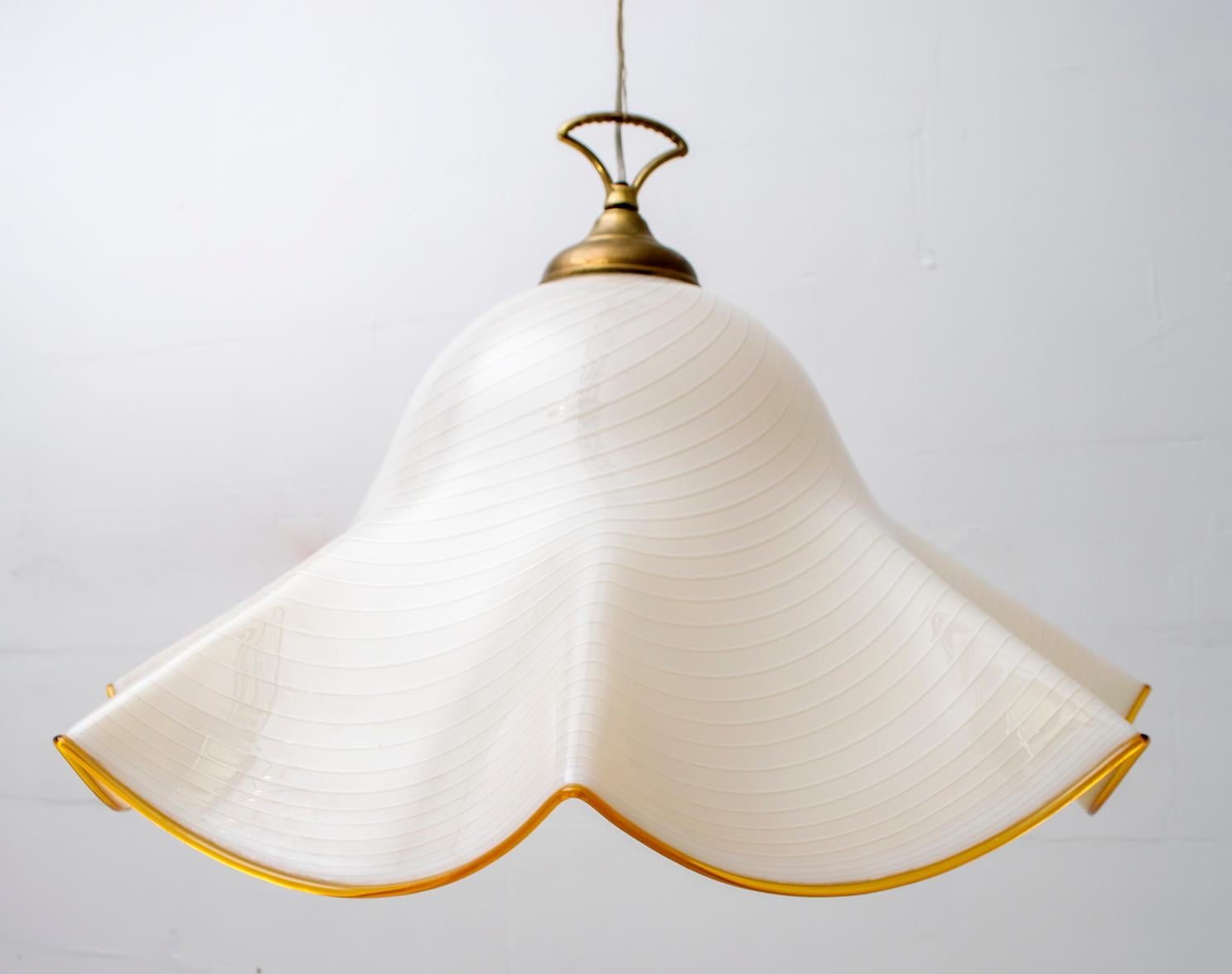 Mid-Century Modern Italian Chandelier Handkerchief Murano Glass Incamiciato 3