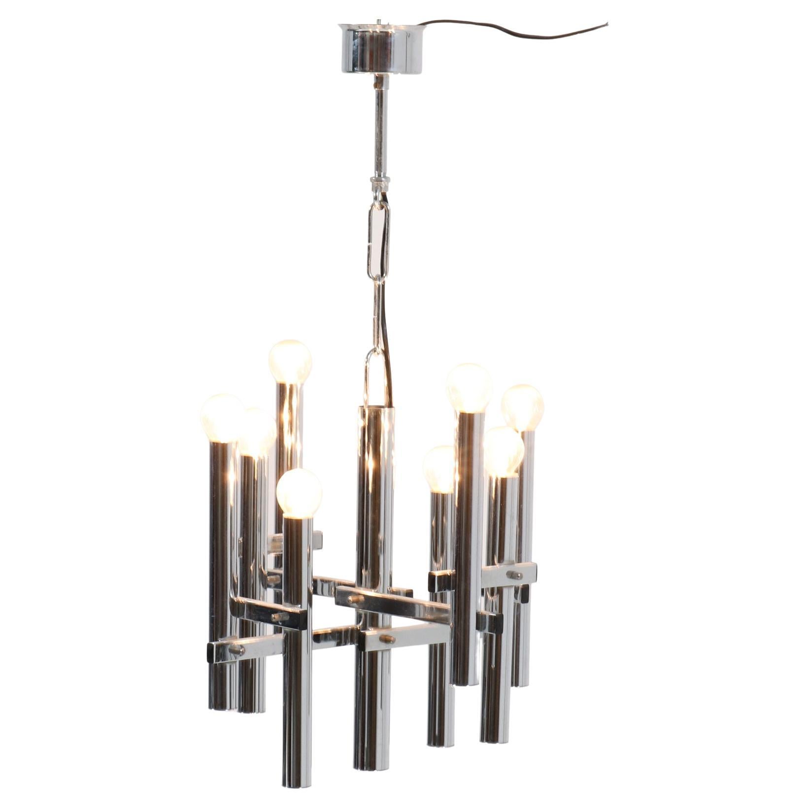  Mid-Century Modern Italian Chandelier in the style of Gaetano Sciolari For Sale