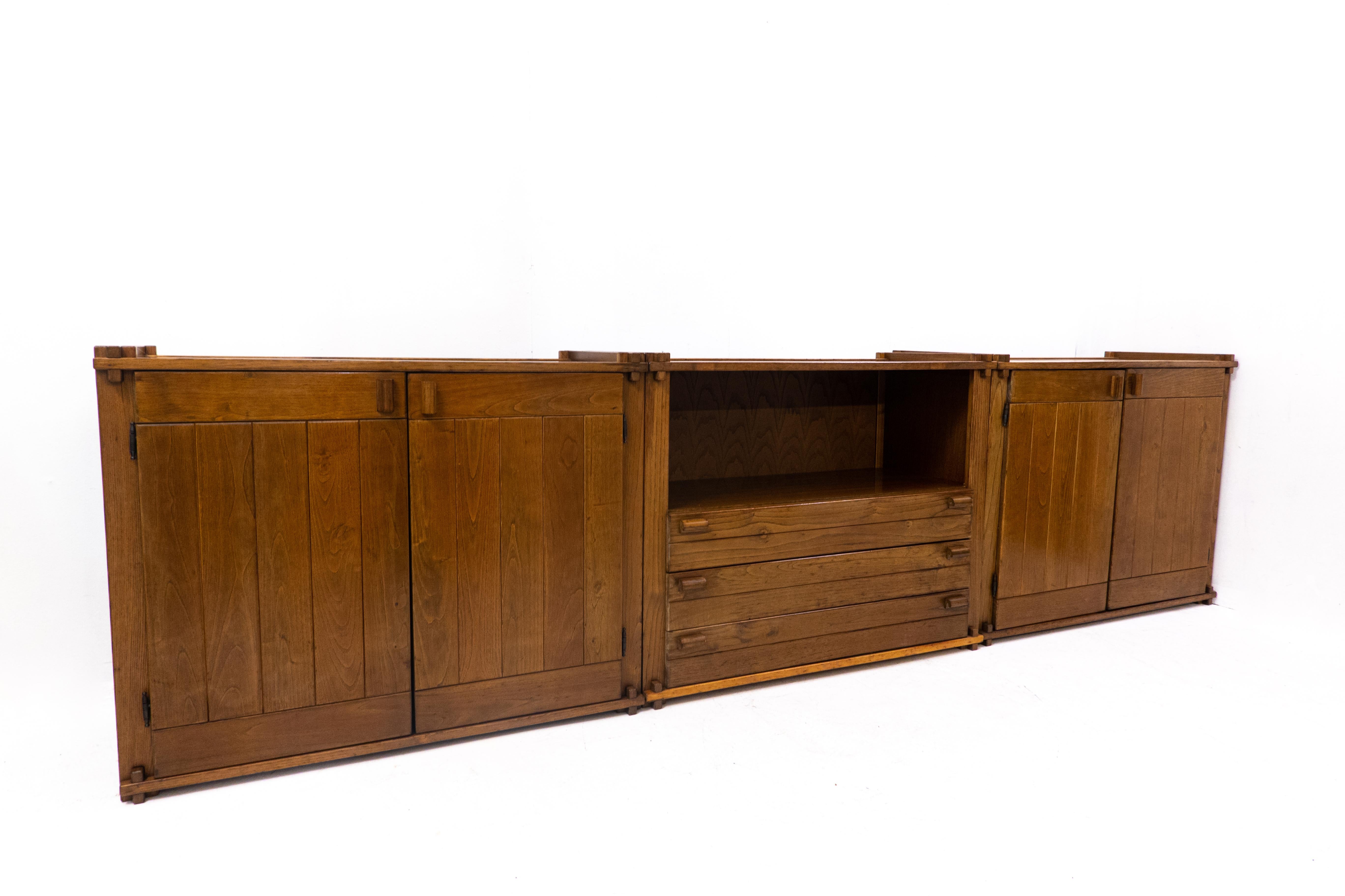 Mid-Century Modern Italian Chest of Drawers, Oak, 1970s, 3 Chests Sold Per Unit For Sale 7