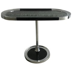 Mid-Century Modern Italian Chrome and Black Wood Console, 1970s