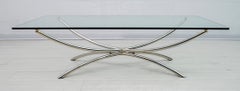 Mid-Century Modern Italian Chrome and Crystal Coffee Table, 1970s
