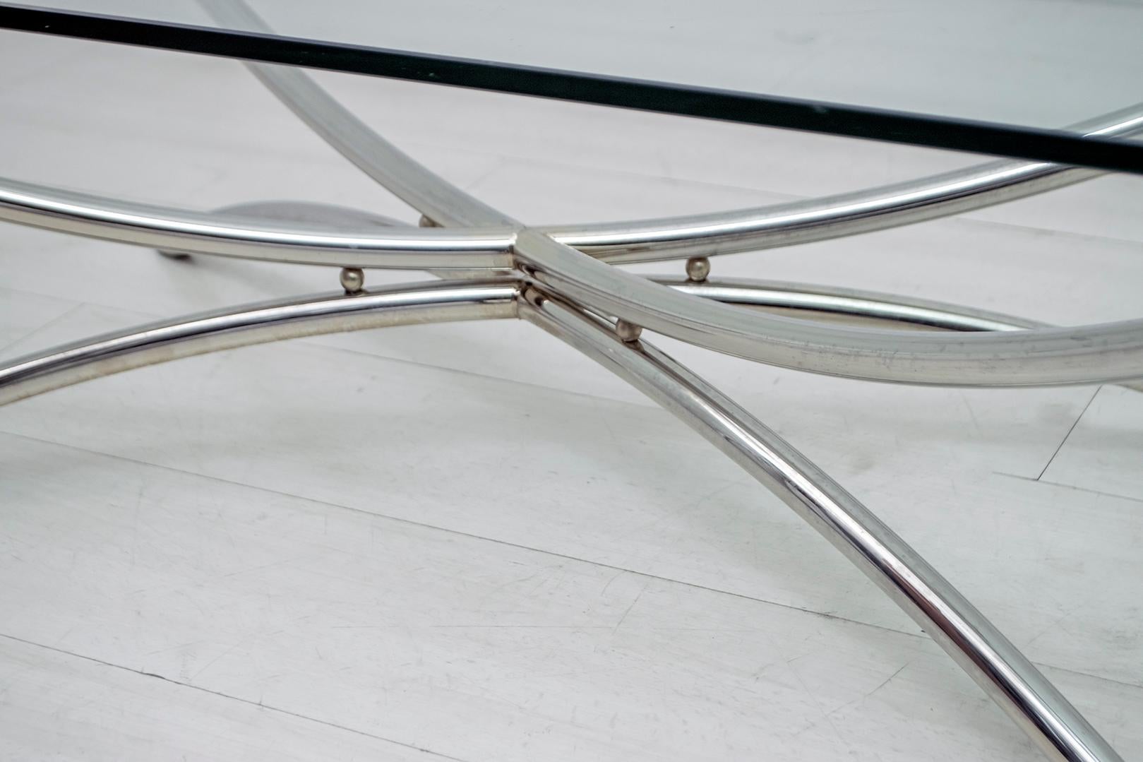 Mid-Century Modern Italian Chrome and Crystal Coffee Table, 1970s For Sale 2