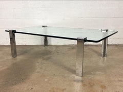 Mid-Century Modern Italian Chrome And Glass Coffee Table, 1970s