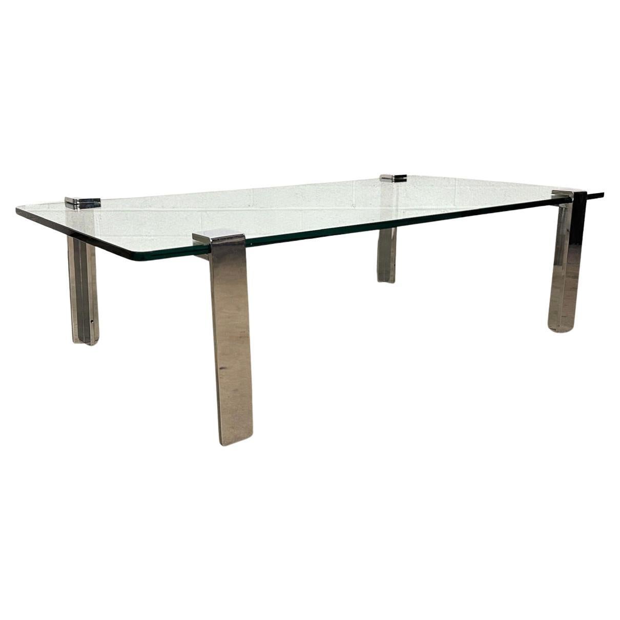 Mid-Century Modern Italian Chrome And Glass Coffee Table, 1970s