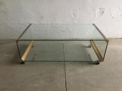 Moderner italienischer Couchtisch aus Chrom und Glas aus der Mitte des Jahrhunderts von Gallotti & Radice