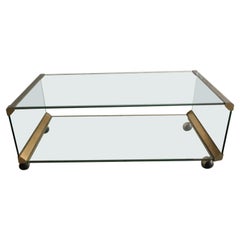Mesa de centro italiana de cromo y cristal de mediados de siglo by Gallotti & Radice