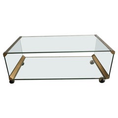 Table basse italienne moderne du milieu du siècle dernier en chrome et verre de Gallotti & Radice