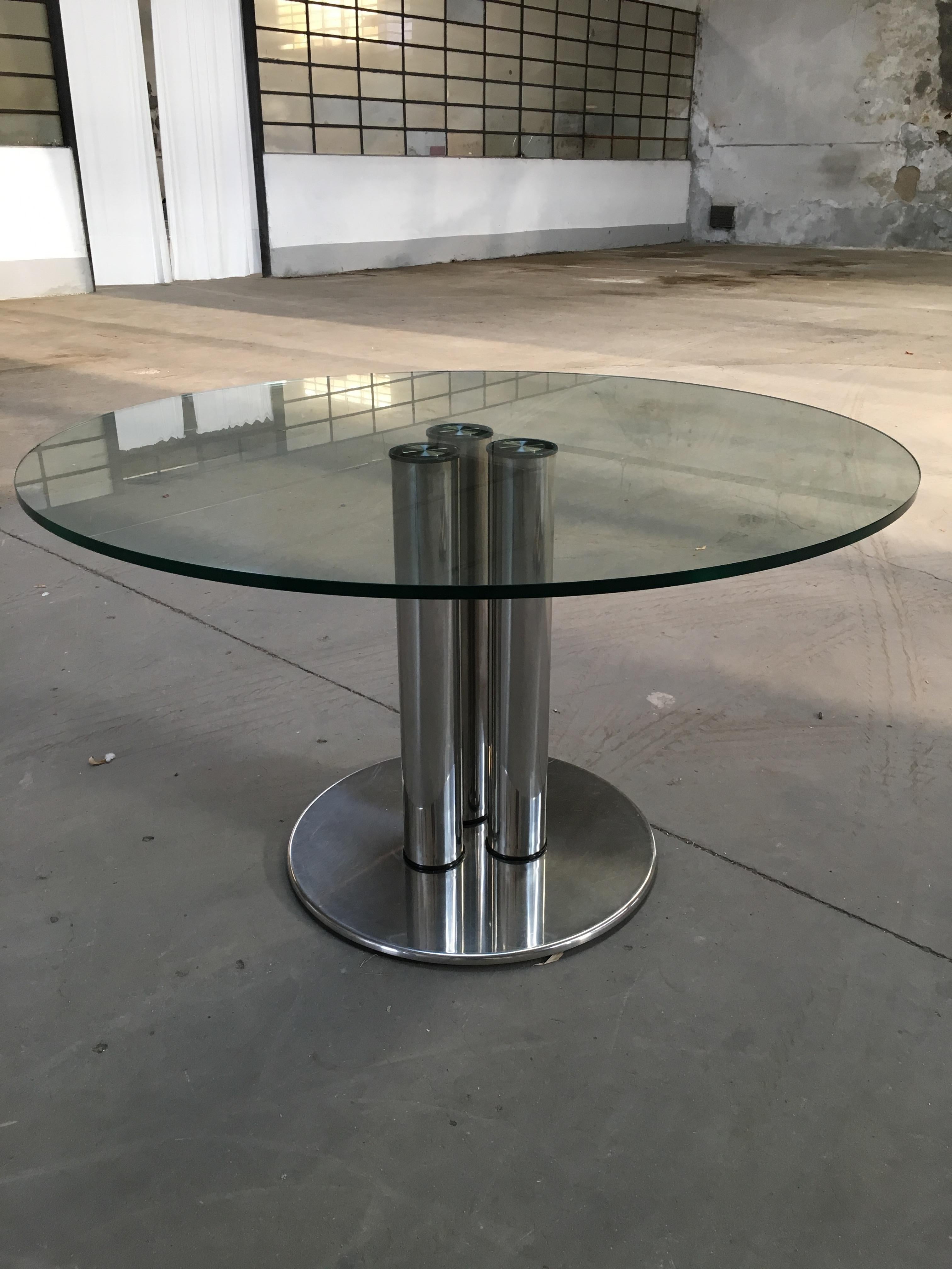 Moderner italienischer Tisch aus Chrom und Glas aus der Mitte des Jahrhunderts, Modell „Marcuso“ 2532 von Zanuso (Moderne der Mitte des Jahrhunderts) im Angebot