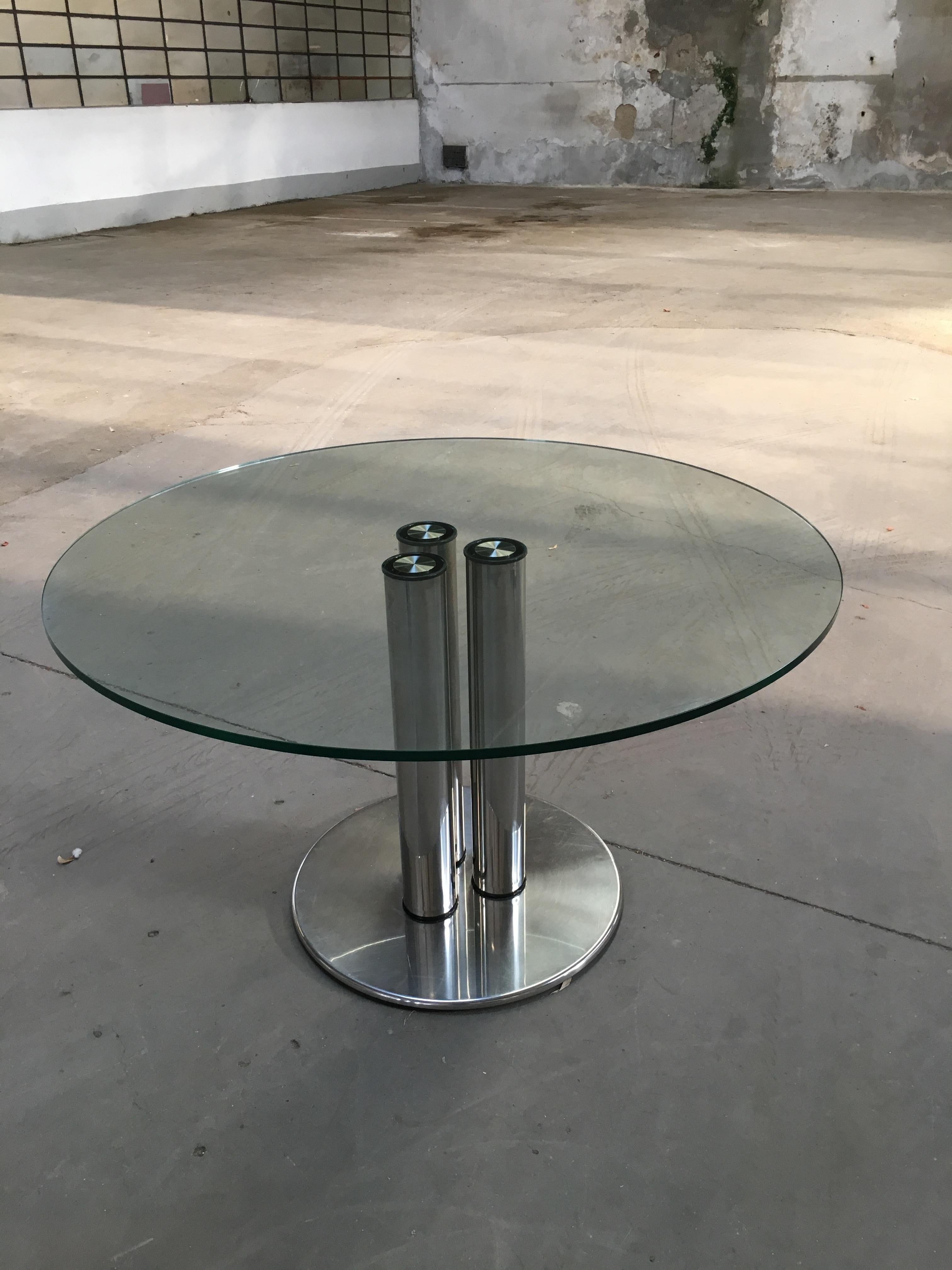 Late 20th Century Mid-Century Modern Italian Chrome and Glass Table Model 