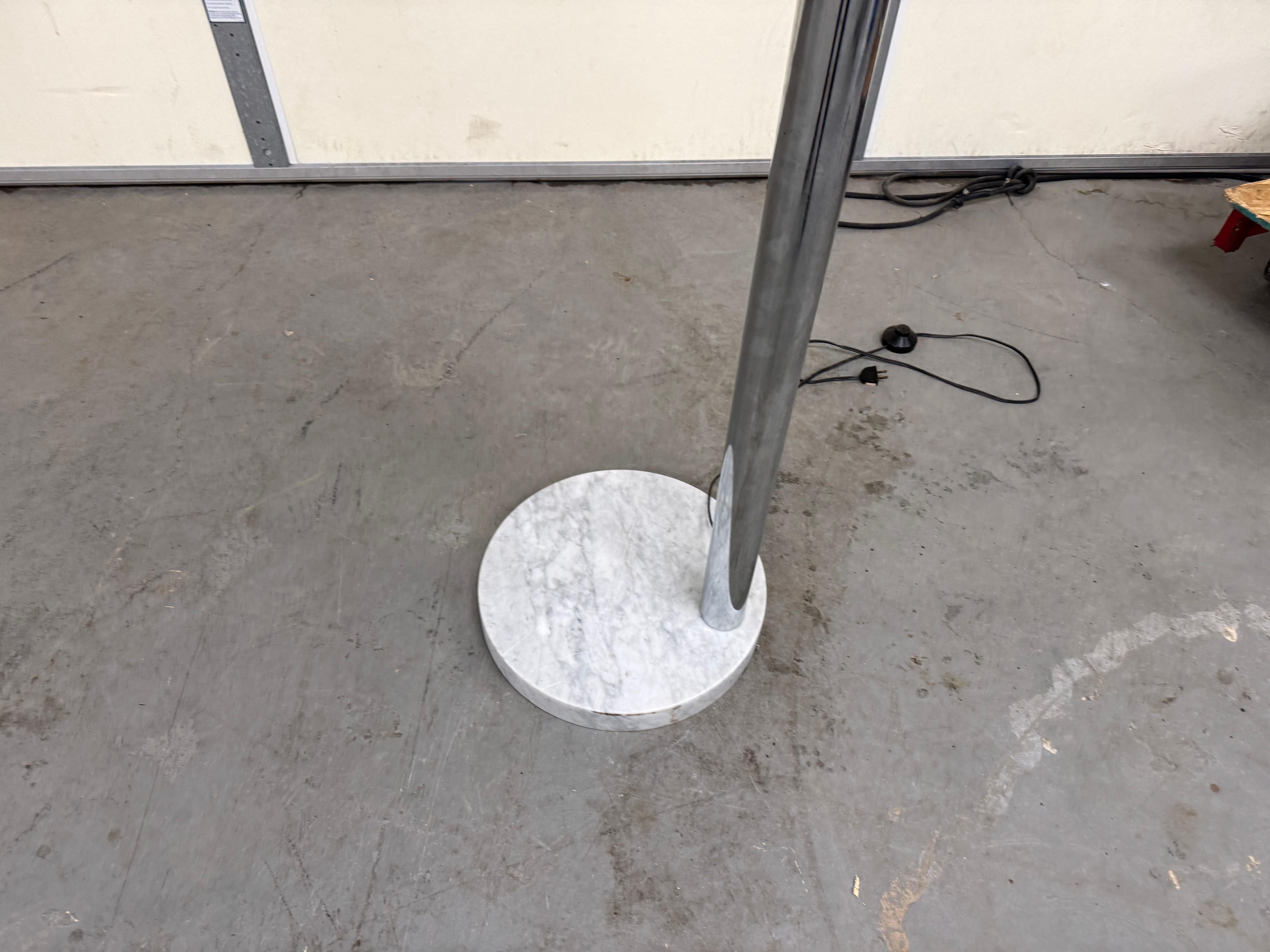 Mid-Century Modern Italian Chrome and Marble Guzzini Style 5 Arm Arc Floor Lamp 3