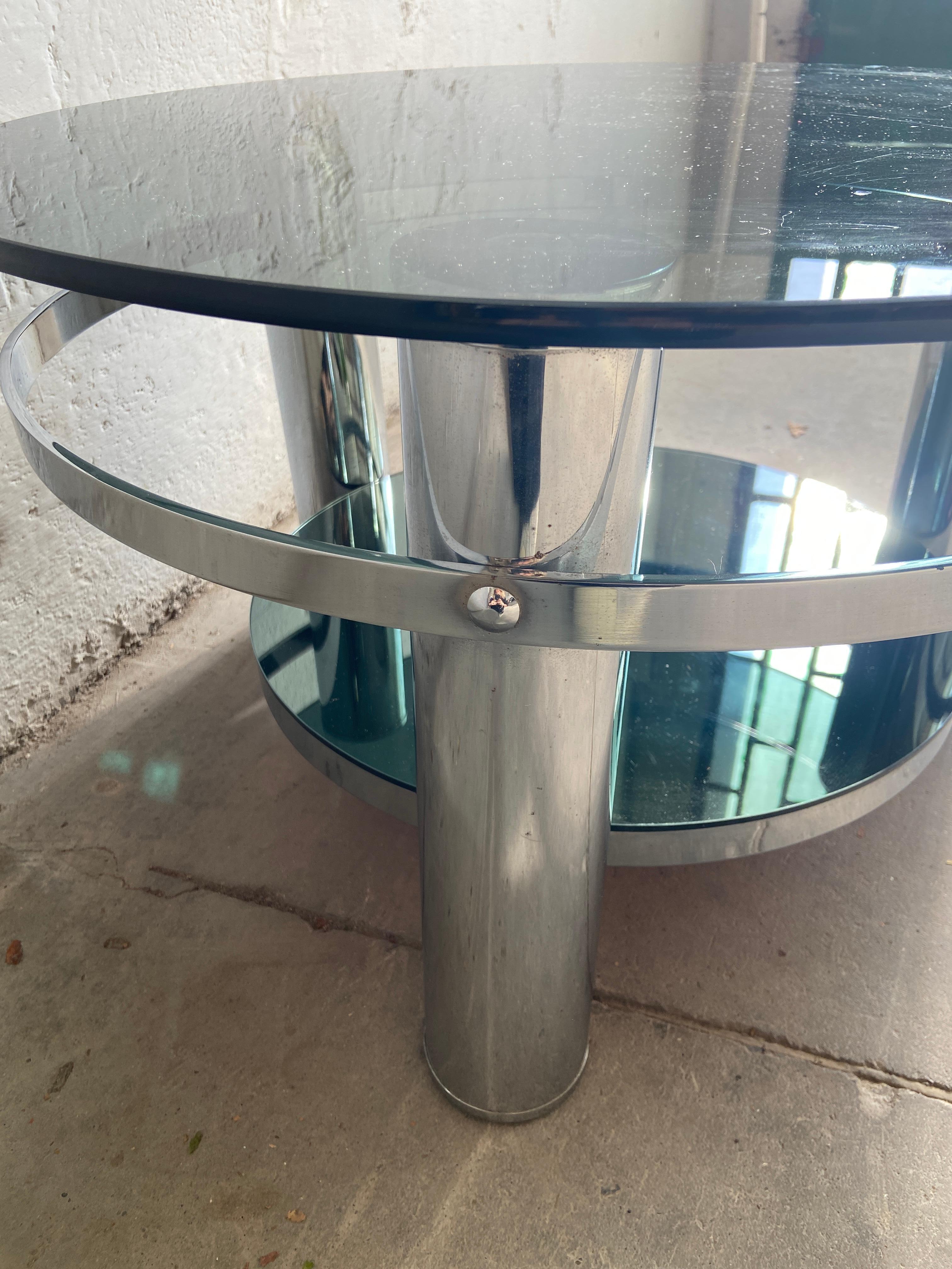 Mid-Century Modern Italian Chrome Coffee Table with Smoked Glass Top, 1970s For Sale 4