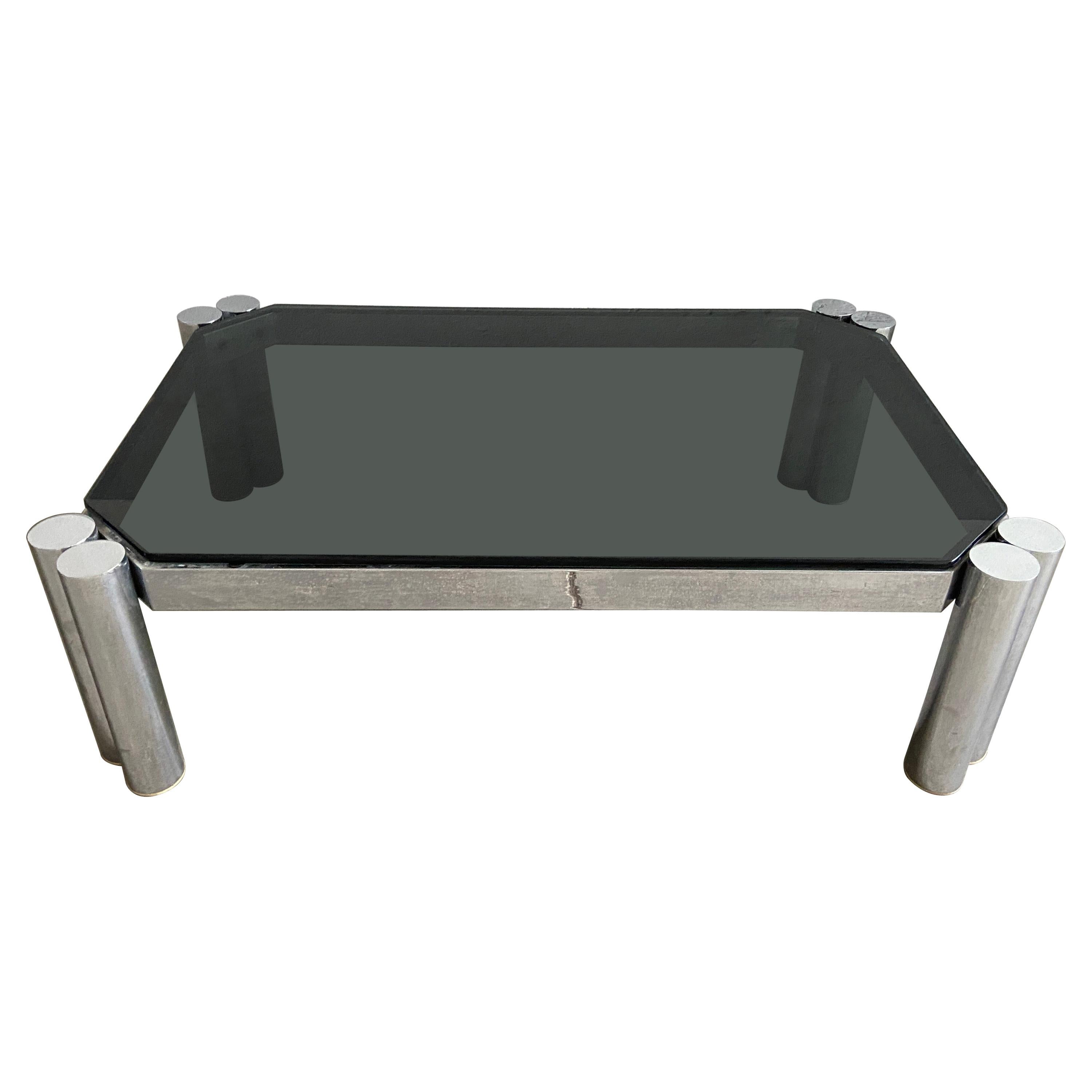 MidCentury Modern Italian Chrome and Smoked Glass Coffee Table, 1970s