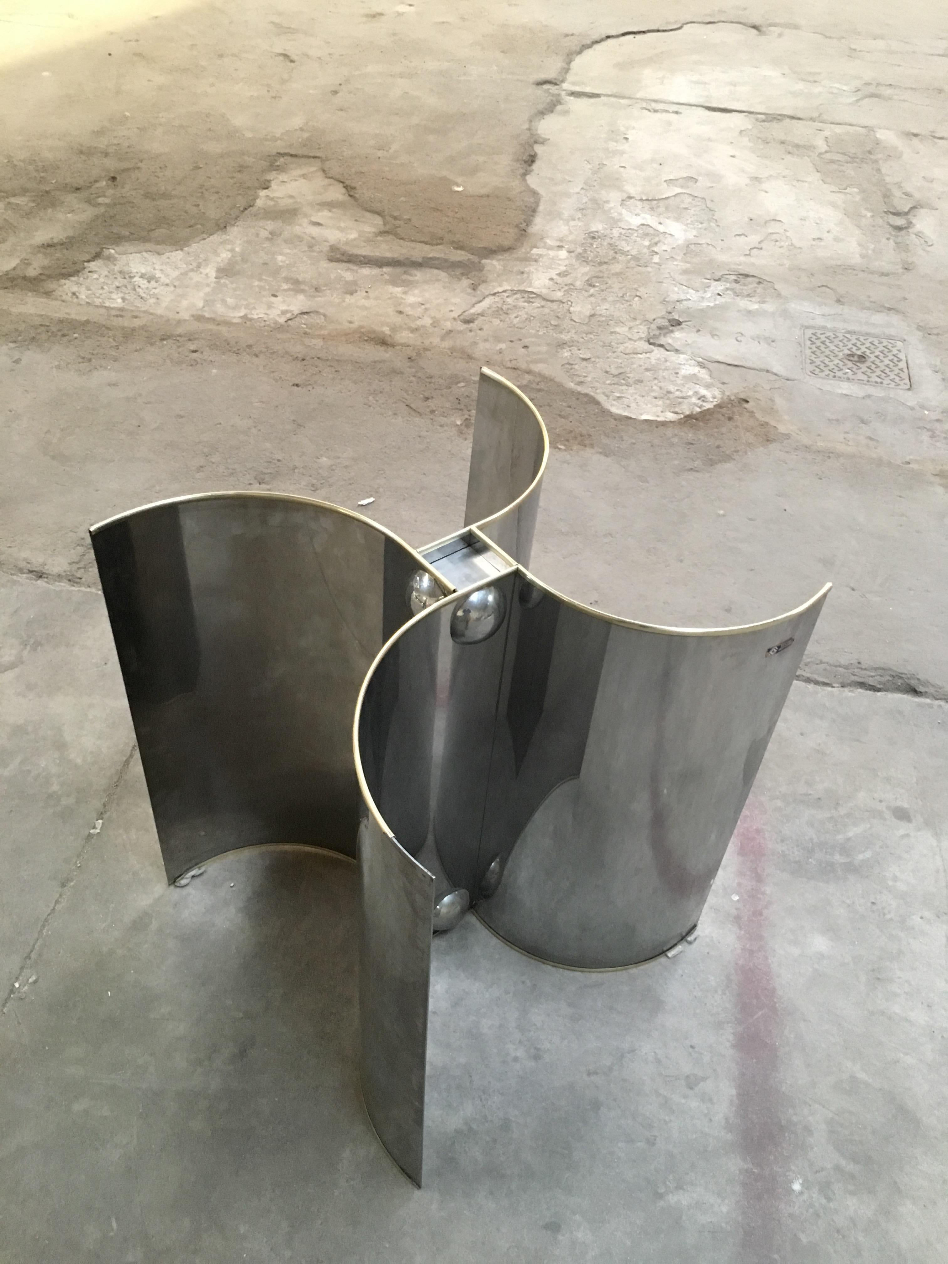Mid-Century Modern Italian Chrome Dining or Center Table with Glass Top 5