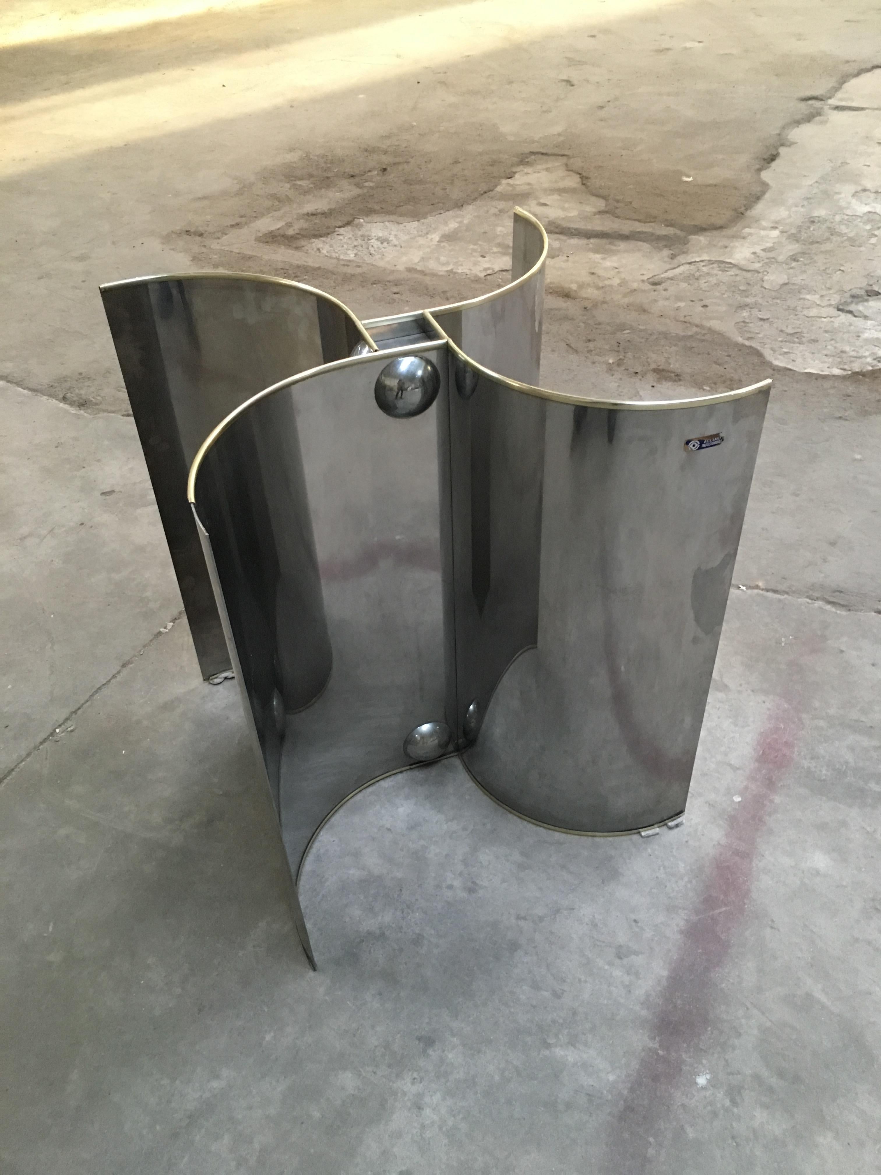 Mid-Century Modern Italian Chrome Dining or Center Table with Glass Top 4