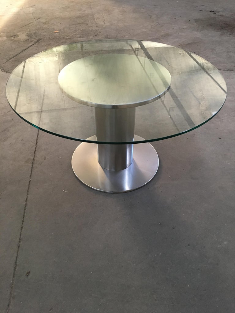 Mid-Century Modern Italian Chrome Dining Table with Glass ...