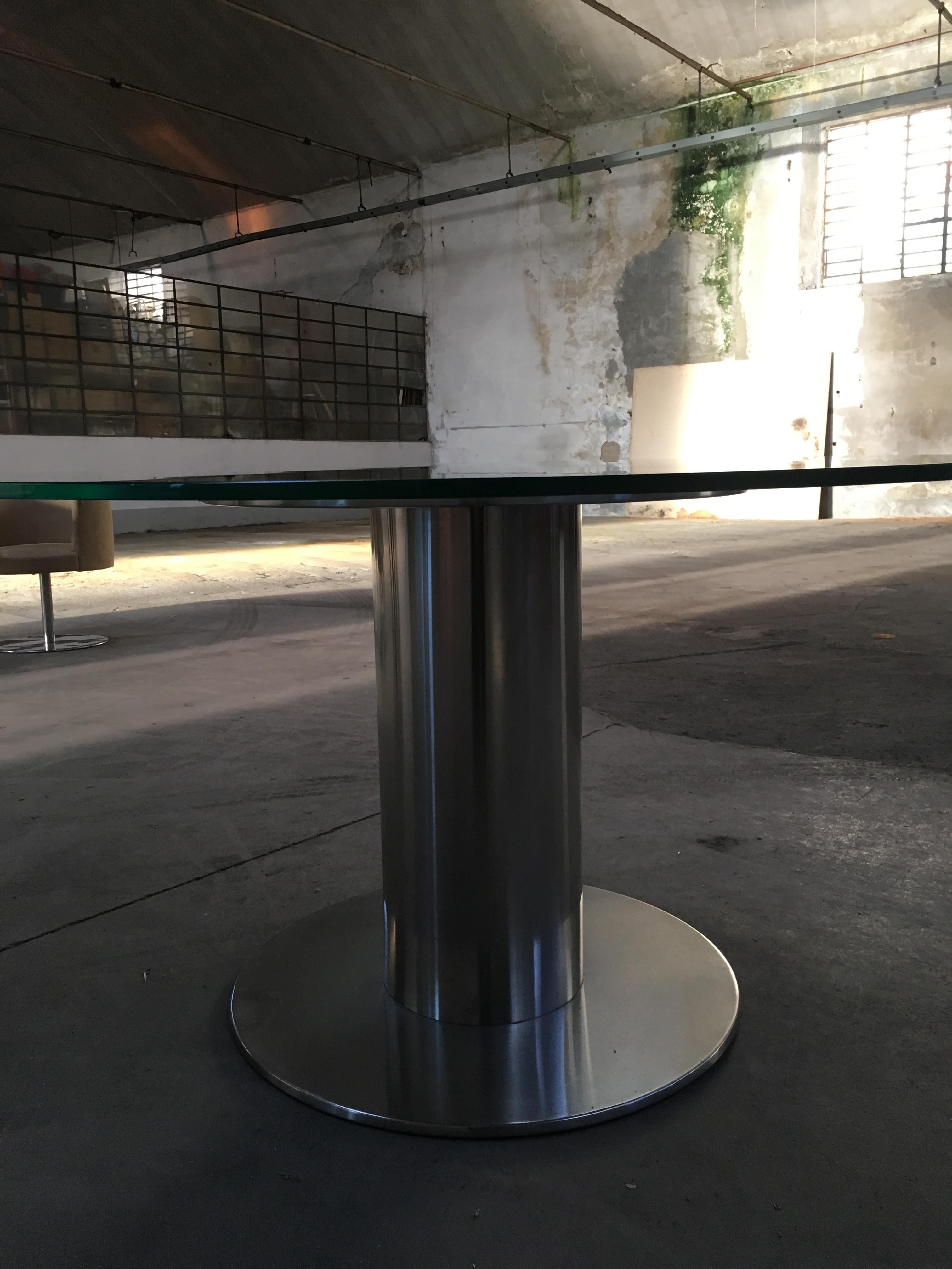 Mid-Century Modern Italian Chrome Dining Table with Glass Top, 1970s 1