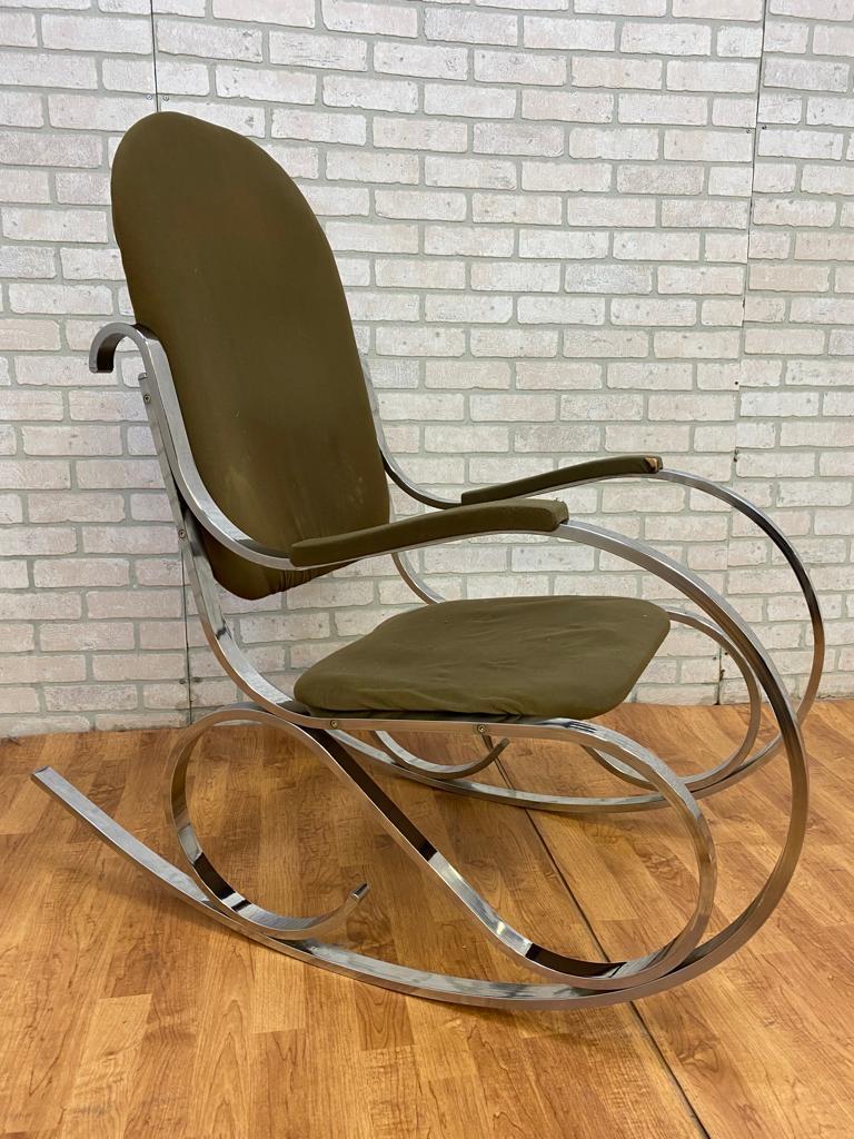 Hand-Crafted Mid Century Modern Italian Chrome Rocking Chair