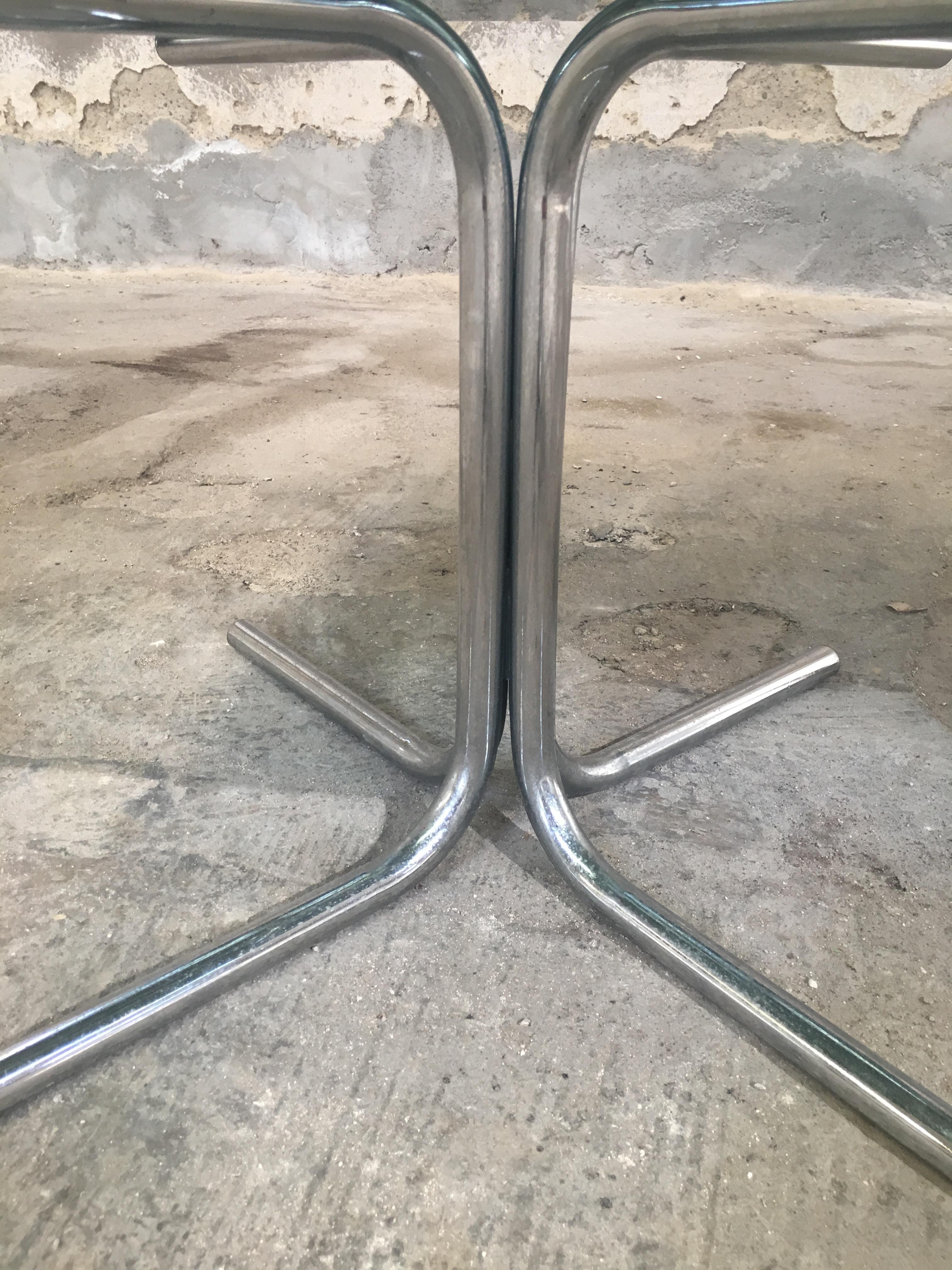 Mid-Century Modern Italian Chrome Side or Coffee Table with Smoked Glass Top 6