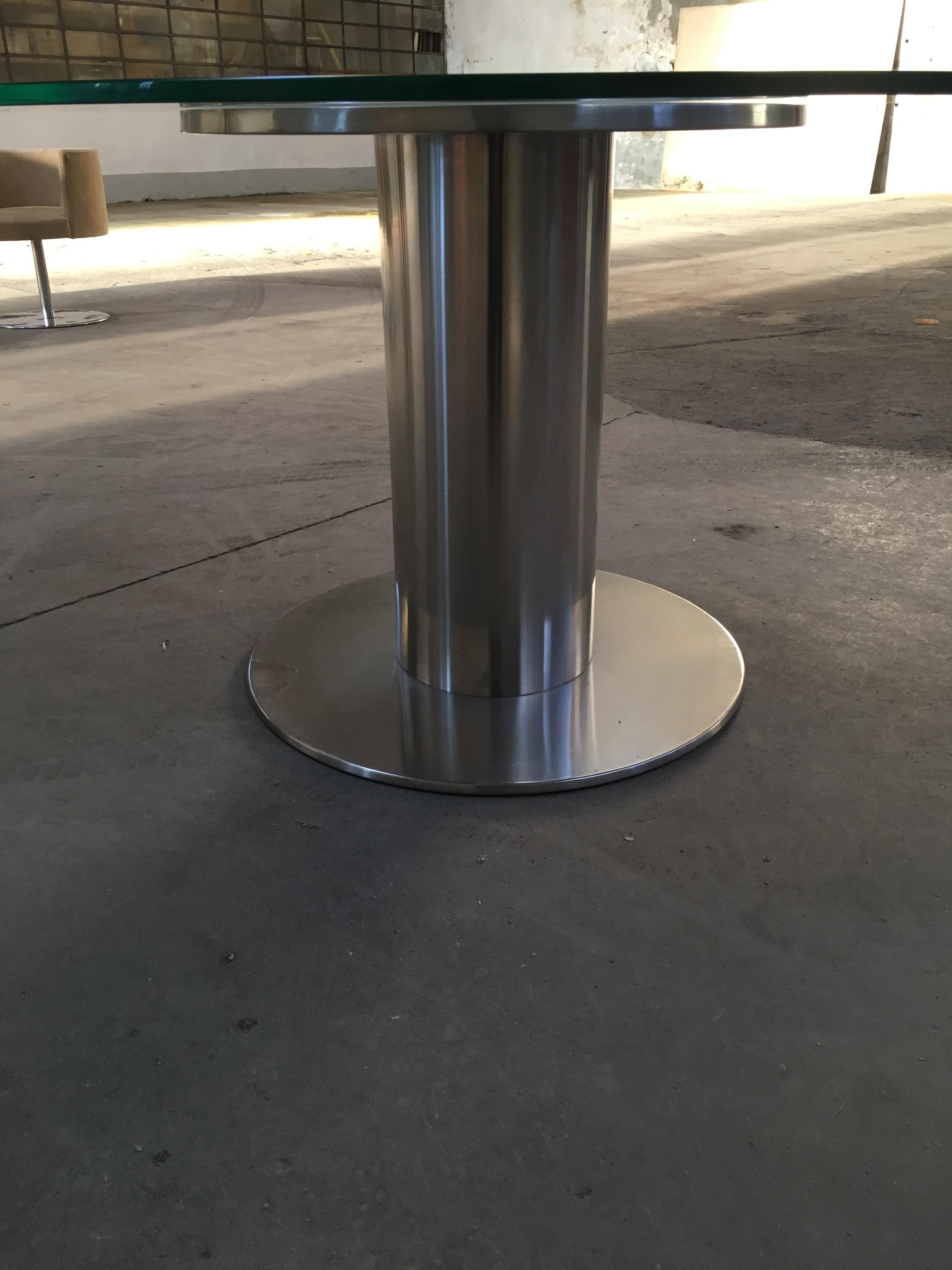 Mid-Century Modern Italian Chrome Table with Round Glass Top from 1970s For Sale 4