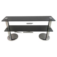 Mid-century Modern Italian Chromed Steel and Smoked Glass Console, 1970s
