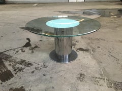 Mid-Century Modern Italian "Cidonio" Stainless Steel and Glass Table by Cidue