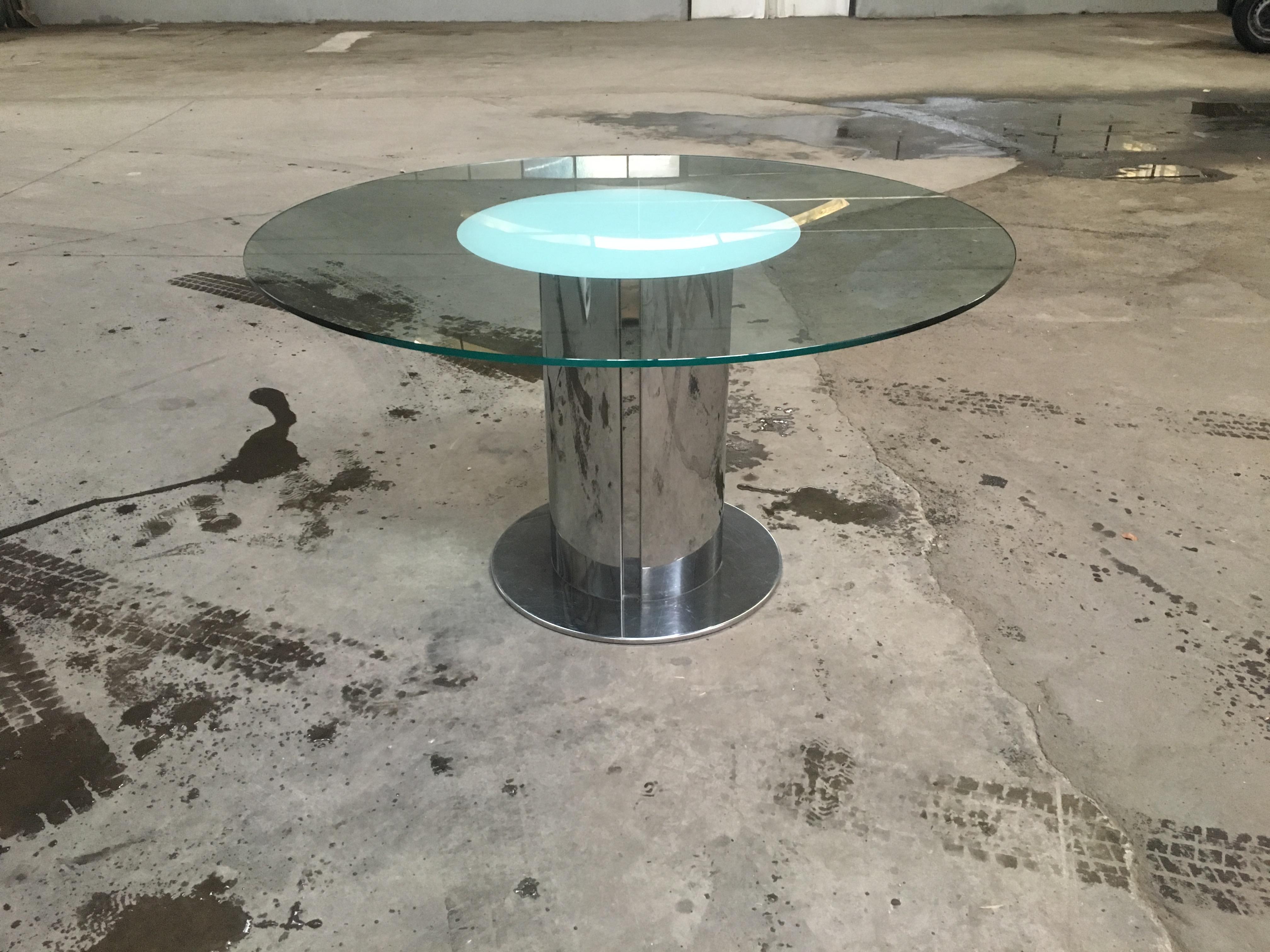 Moderner italienischer Mid-Century-Modern-Tisch „Cidonio“ aus Edelstahl und Glas von Cidue (Moderne der Mitte des Jahrhunderts) im Angebot